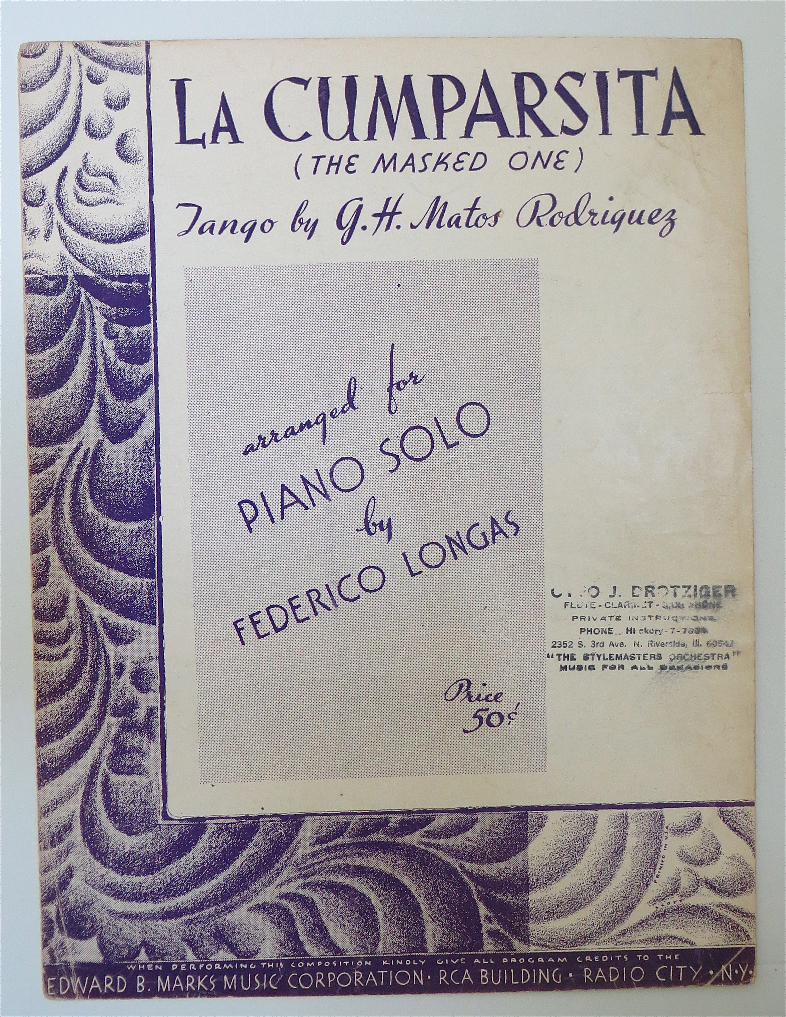 1938 La Cumparsita (The Masked One) Sheet Music