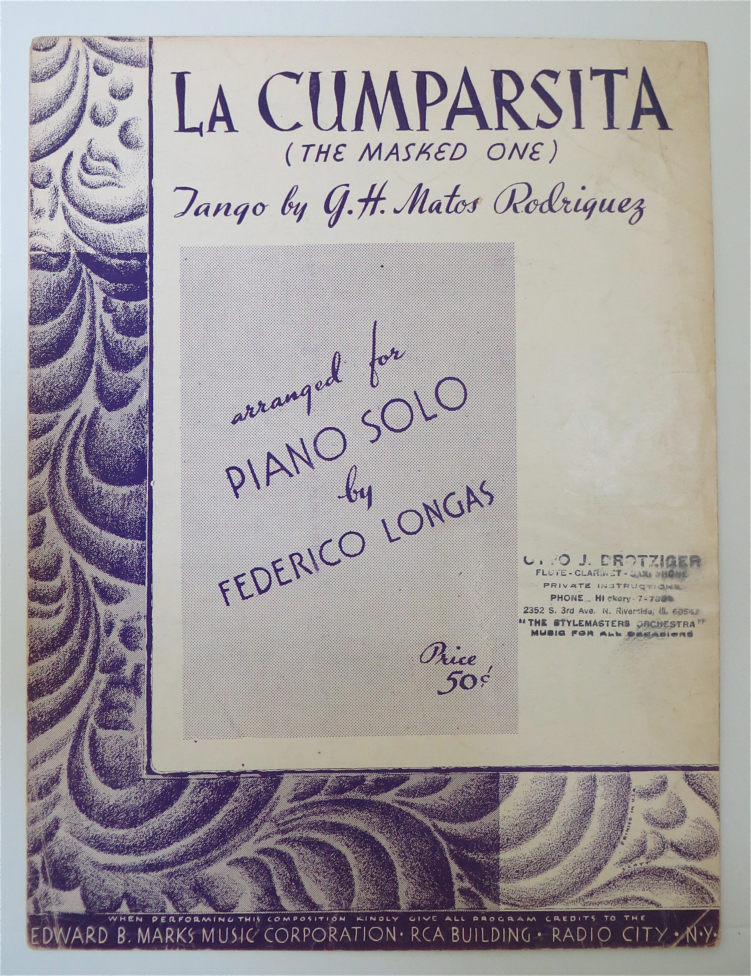 1938 La Cumparsita (The Masked One) Sheet Music