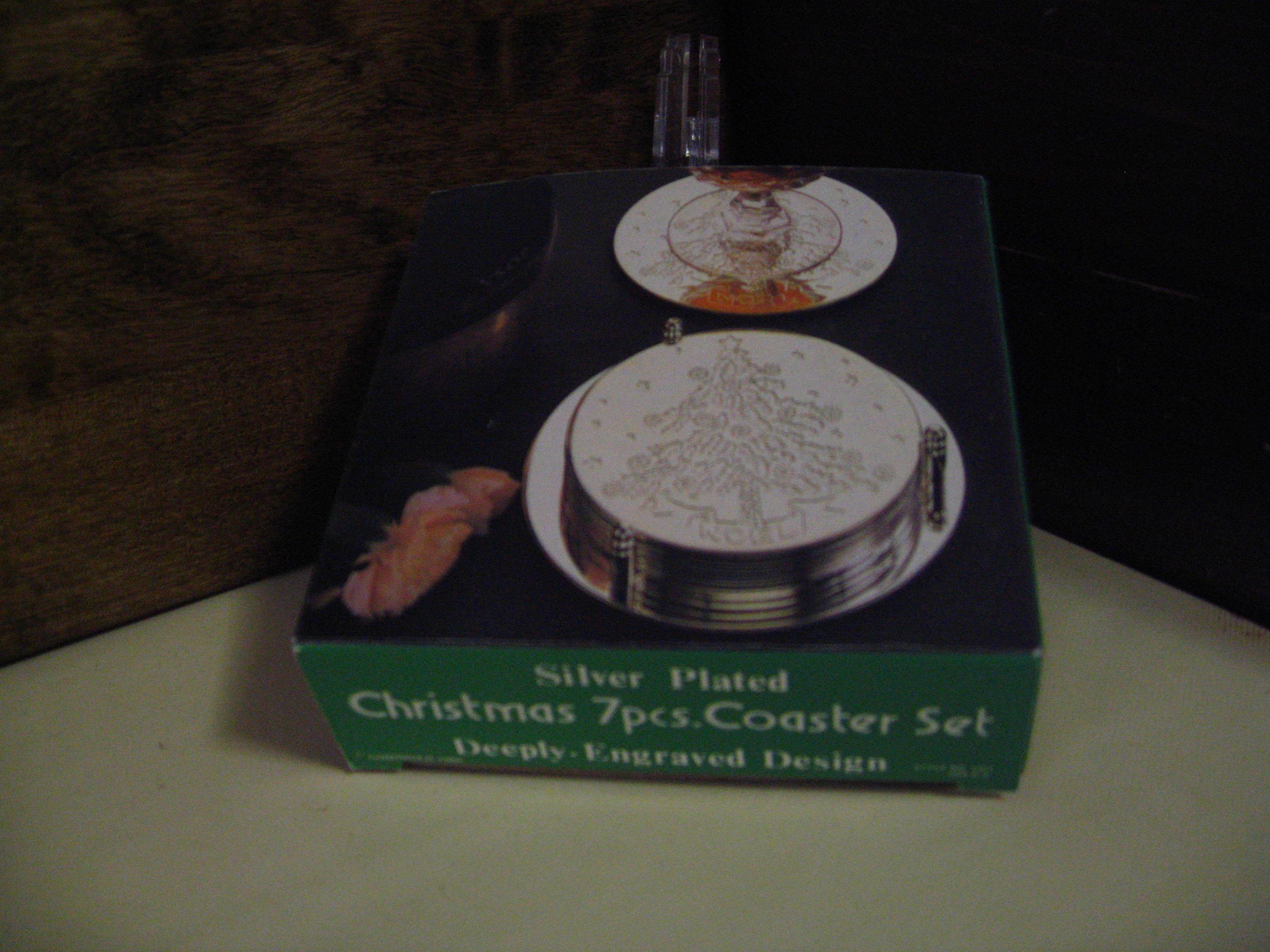 Silver Plated Christmas Coaster Set