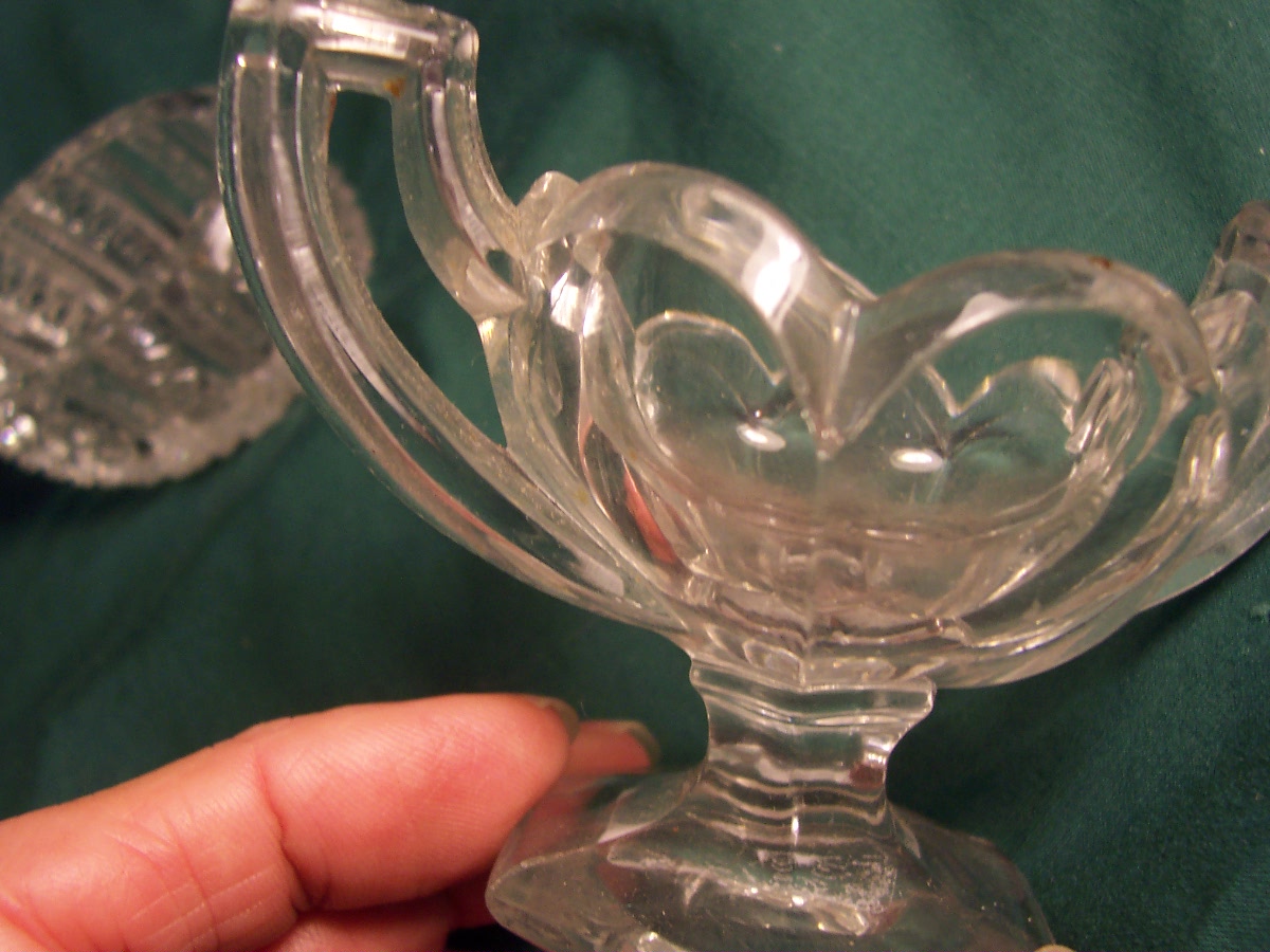 Salt Dip pressed glass cut crystal lot of 3