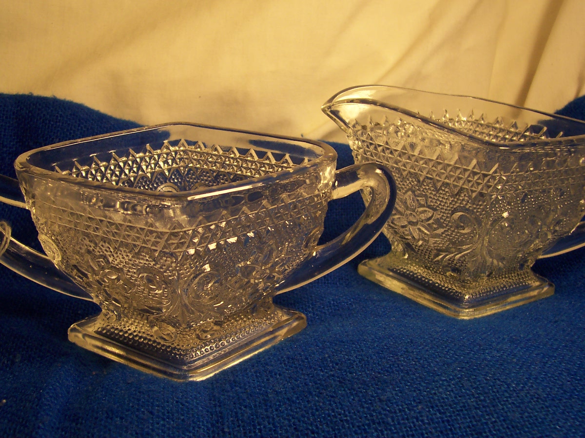 Elegant Sandwich Glass Sugar Creamer