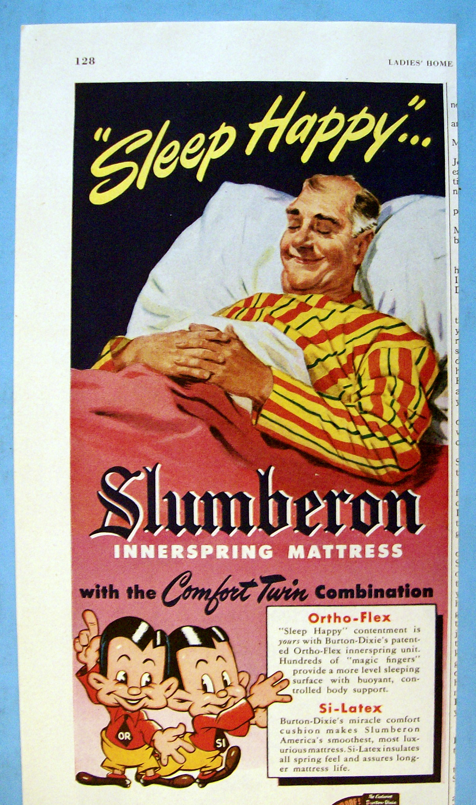 1951 Slumberon Innerspring Mattress with man Sleeping