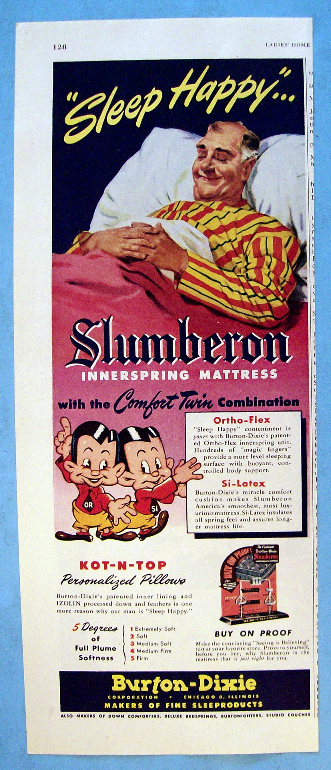1951 Slumberon Innerspring Mattress with man Sleeping