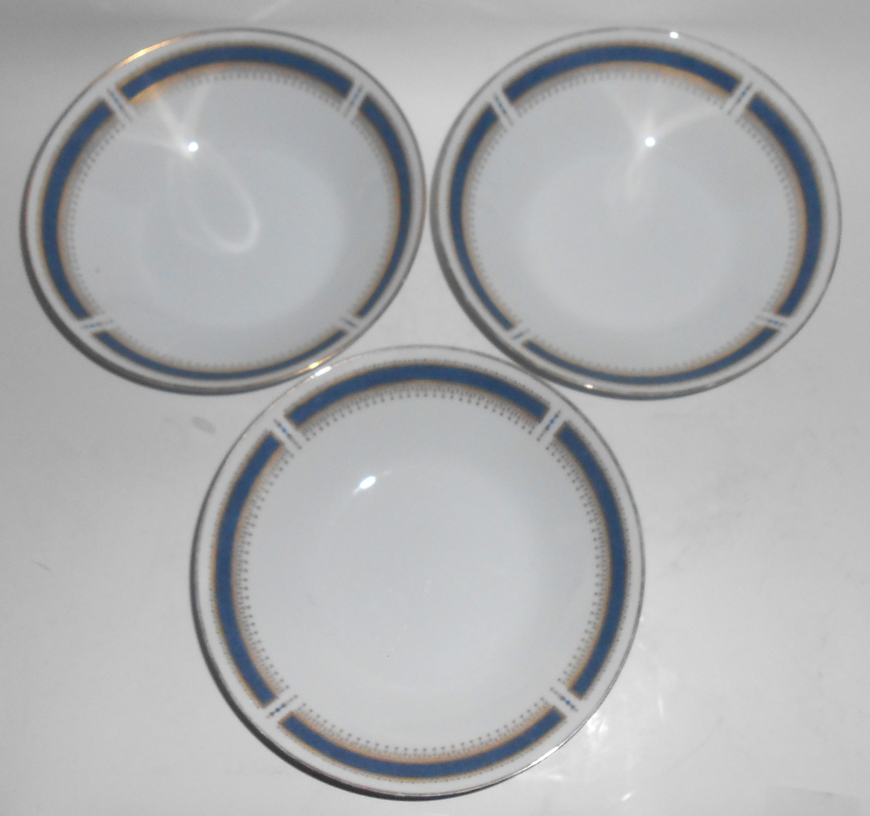 Noritake Porcelain China Blue Dawn w/Gold Soup Bowl