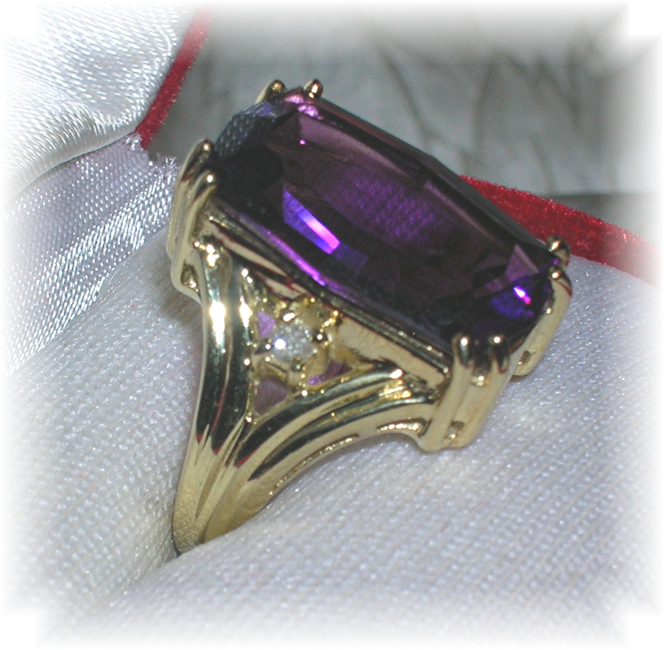 Amethyst  and Diamond Ring 10 K Gold