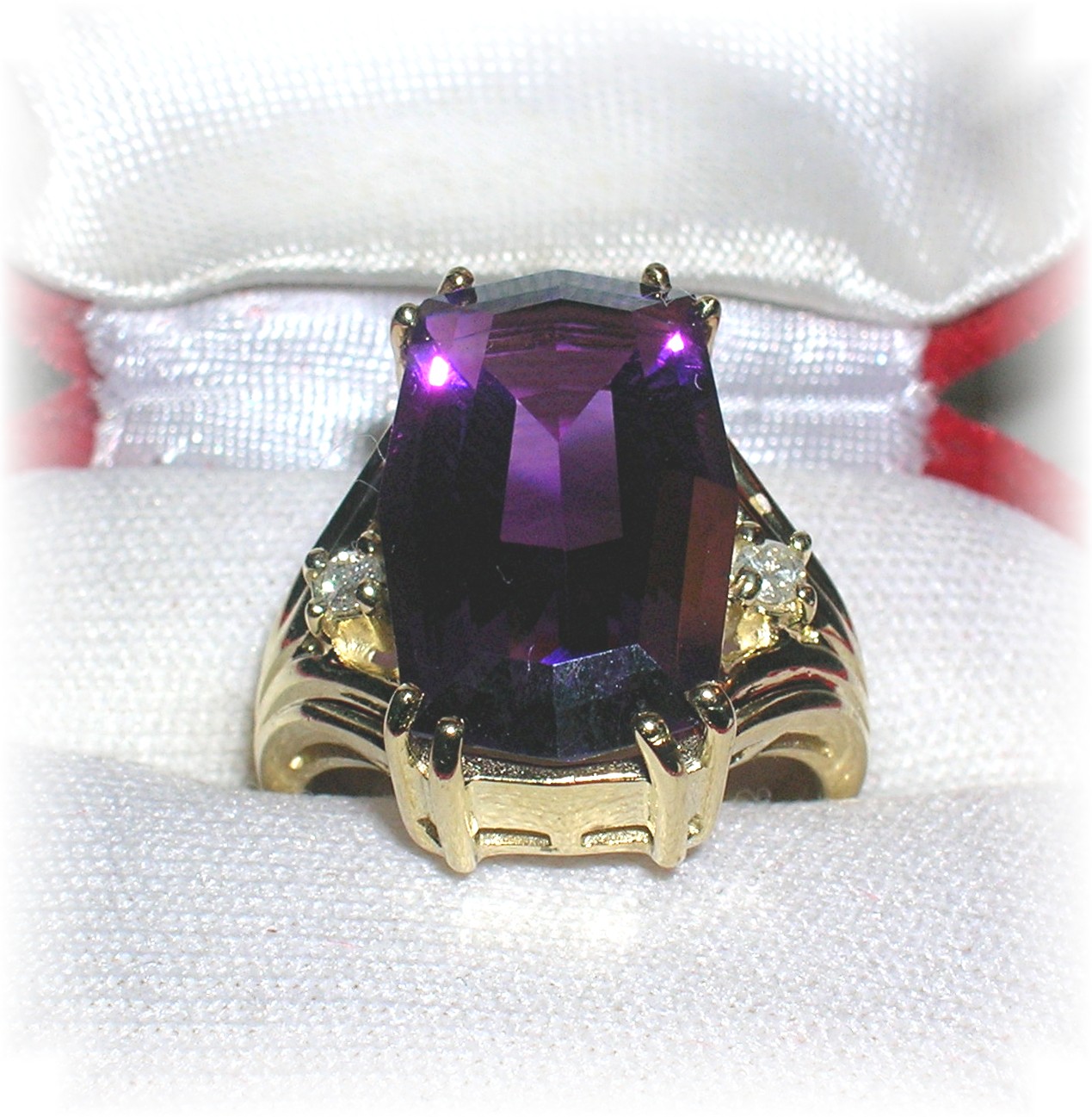 Amethyst  and Diamond Ring 10 K Gold