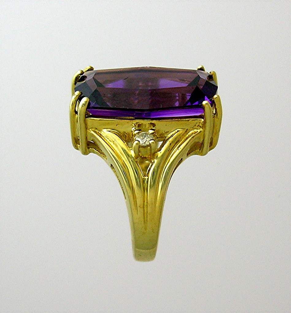 Amethyst  and Diamond Ring 10 K Gold