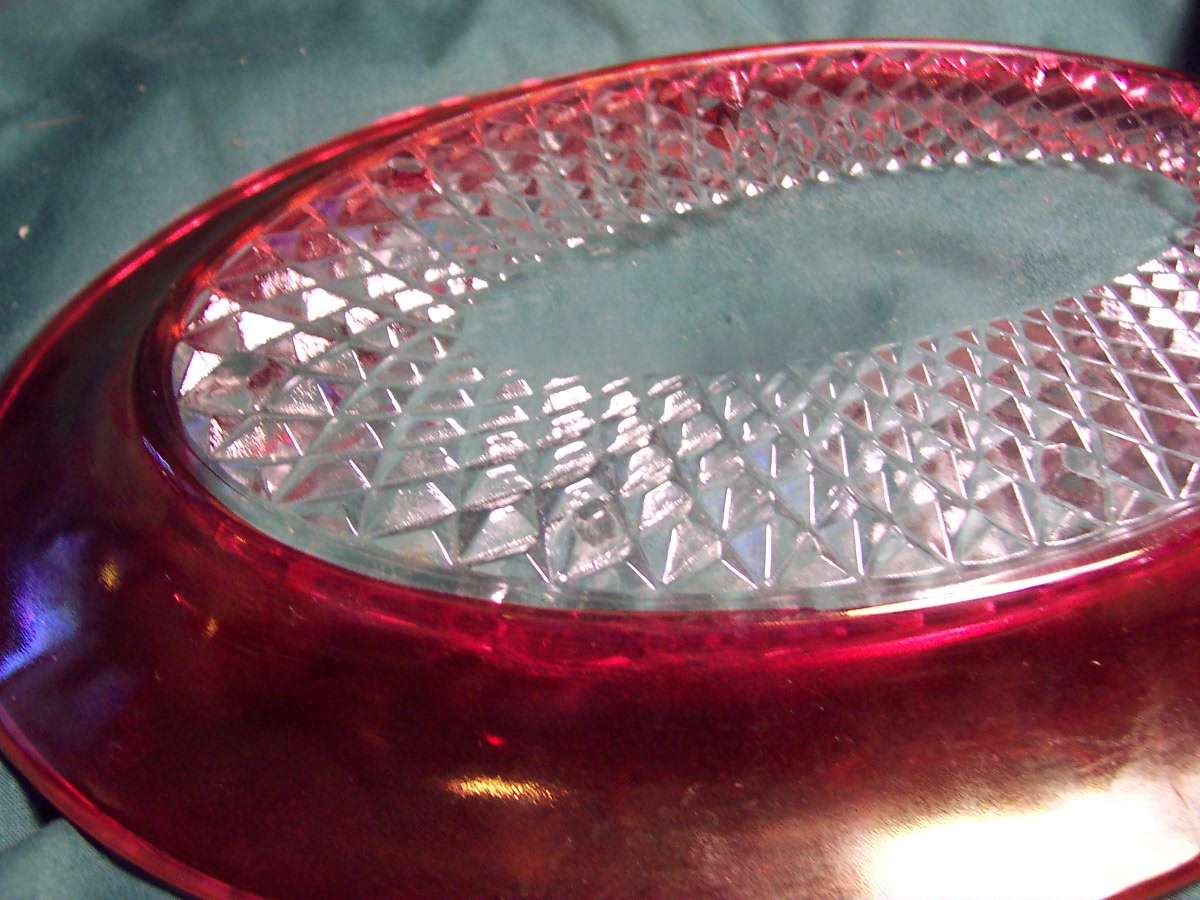 Indiana Glass Sugar Bowl Creamer Tray Ruby