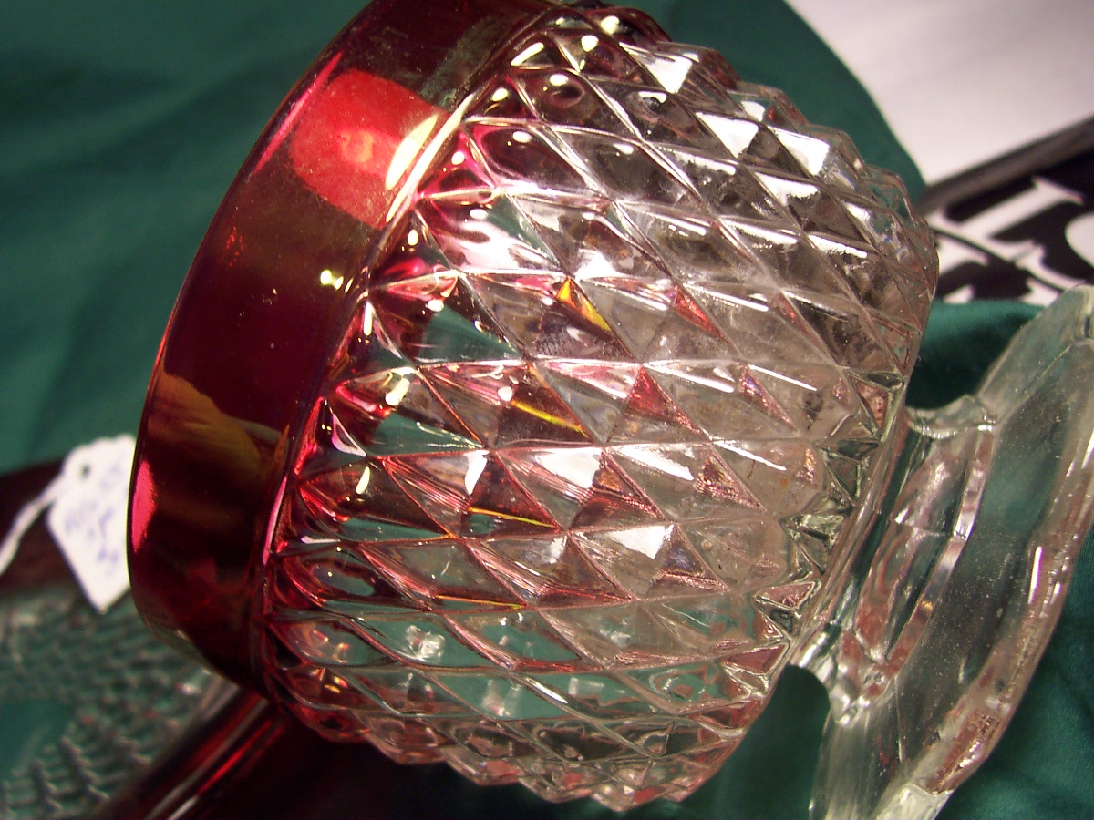 Indiana Glass Sugar Bowl Creamer Tray Ruby