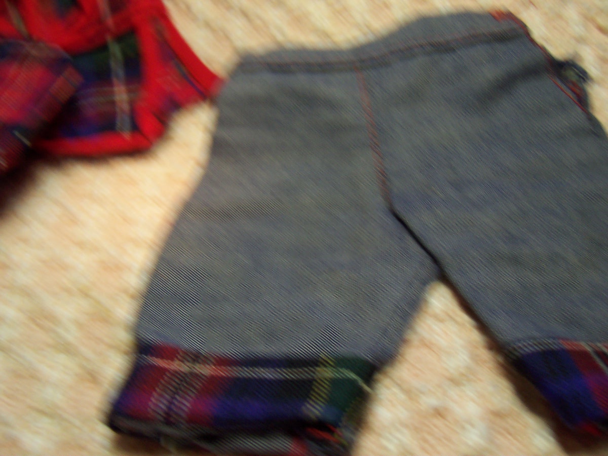 Doll Clothes Red and Blue Plaid 3 piece