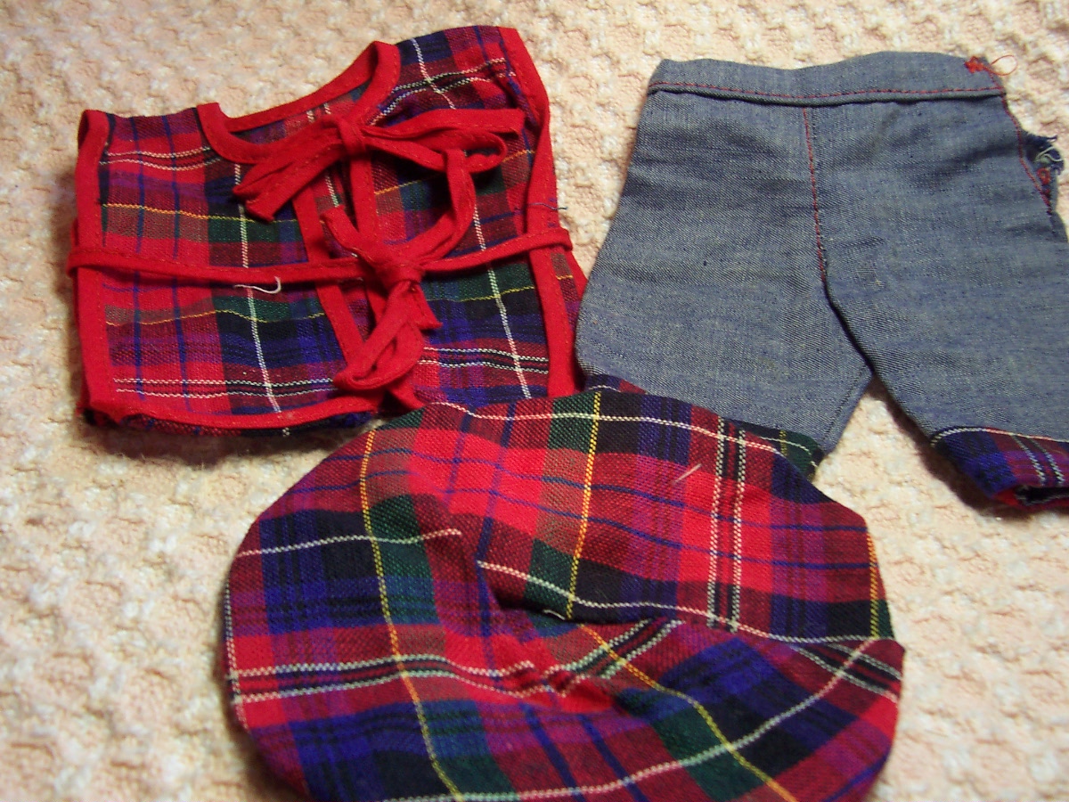 Doll Clothes Red and Blue Plaid 3 piece