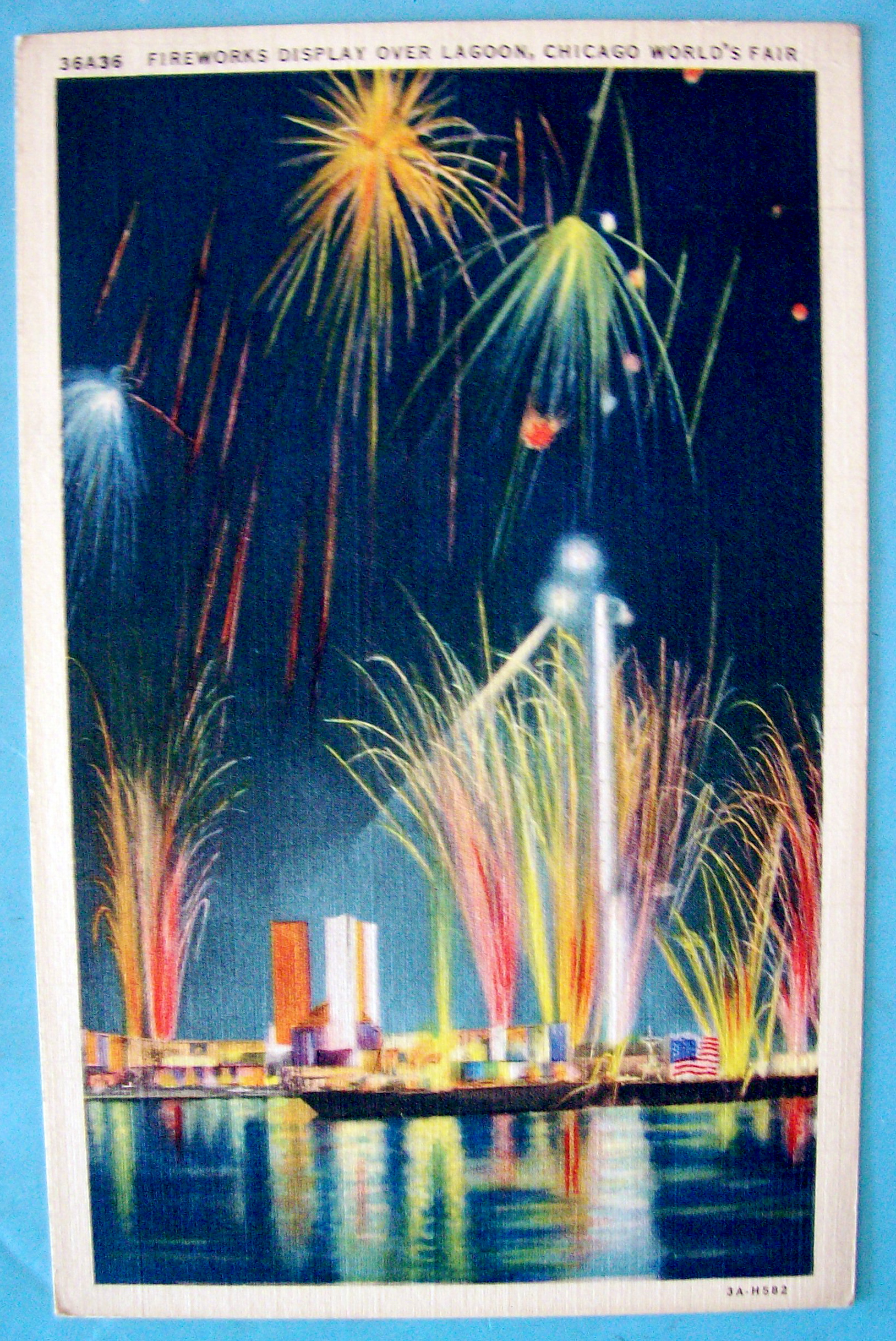 1933 Century of Progress, Fireworks Display Postcard
