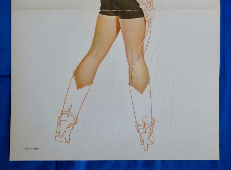 Original 1946 Sexy Pin Up Girl Wearing A Cowboy Top & Shorts with Boots & Hat By George Petty
