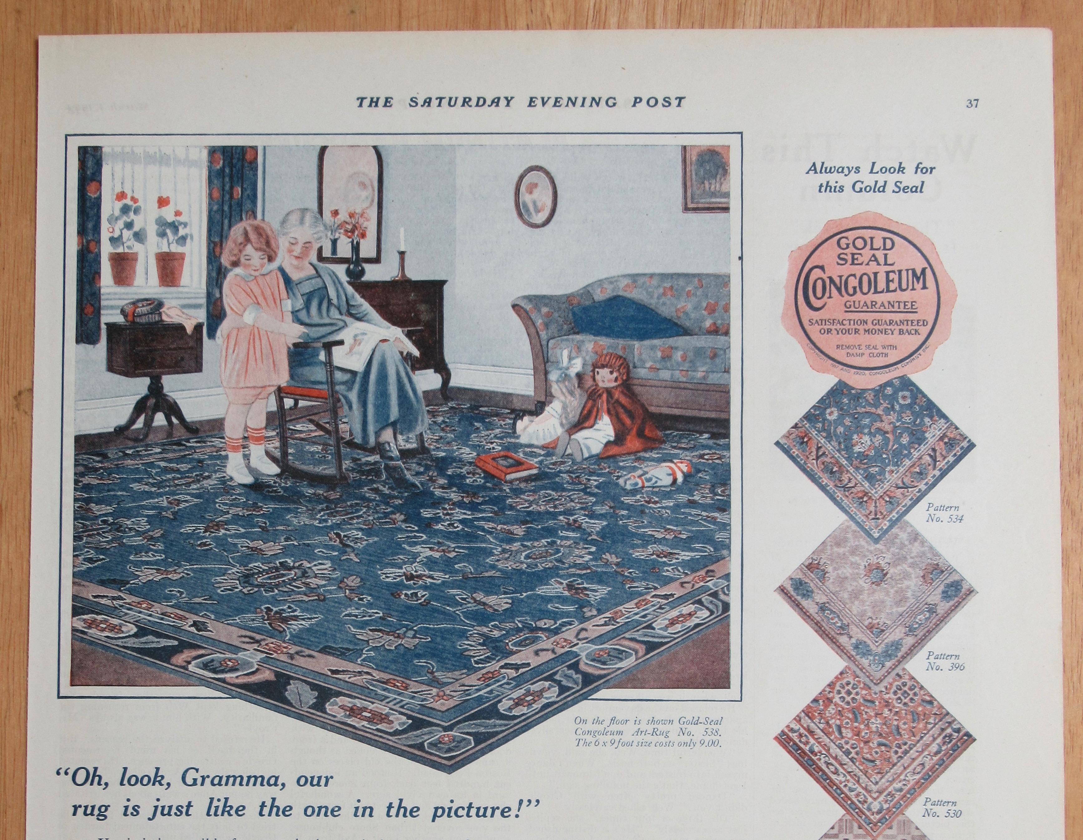 1924 Congoleum Gold Seal Art Rugs with Woman & Child