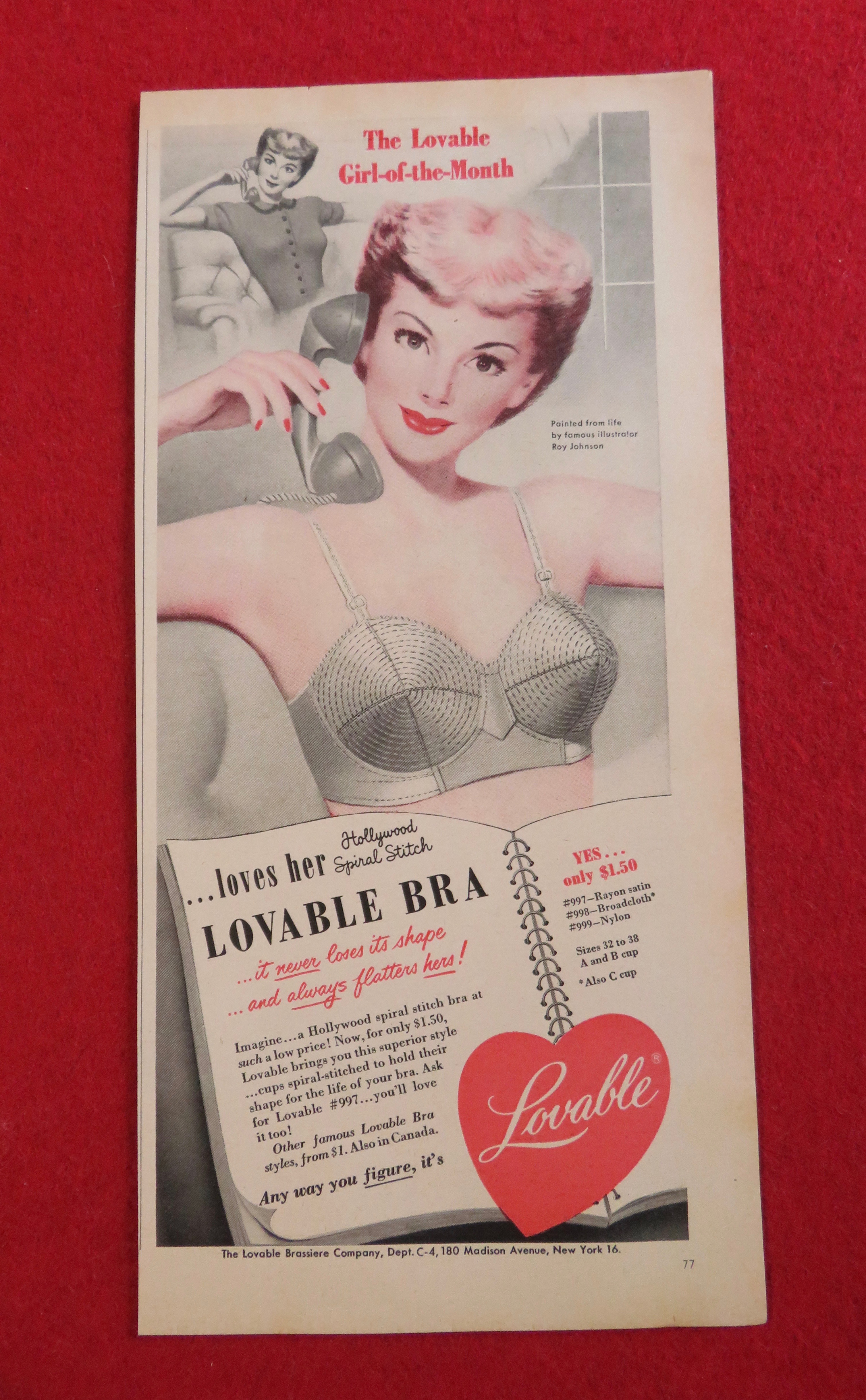1951 Lovable Bra with Woman Talking on Telephone