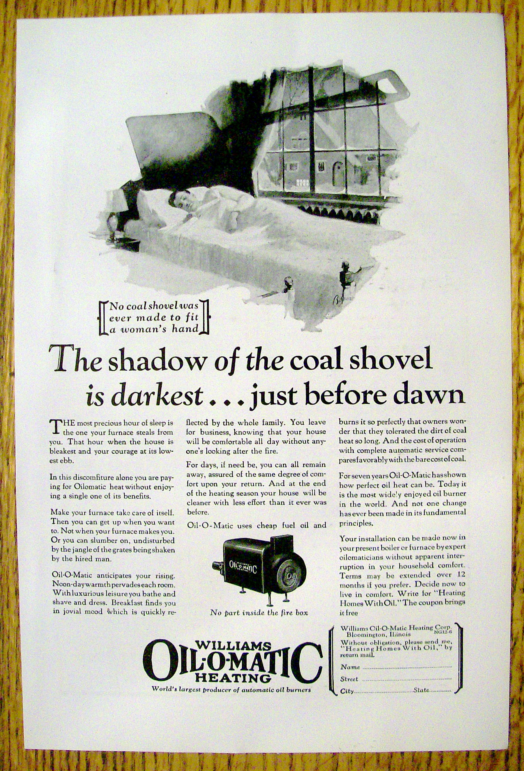 1926 Williams Oil O Matic Heating with Man Sleeping