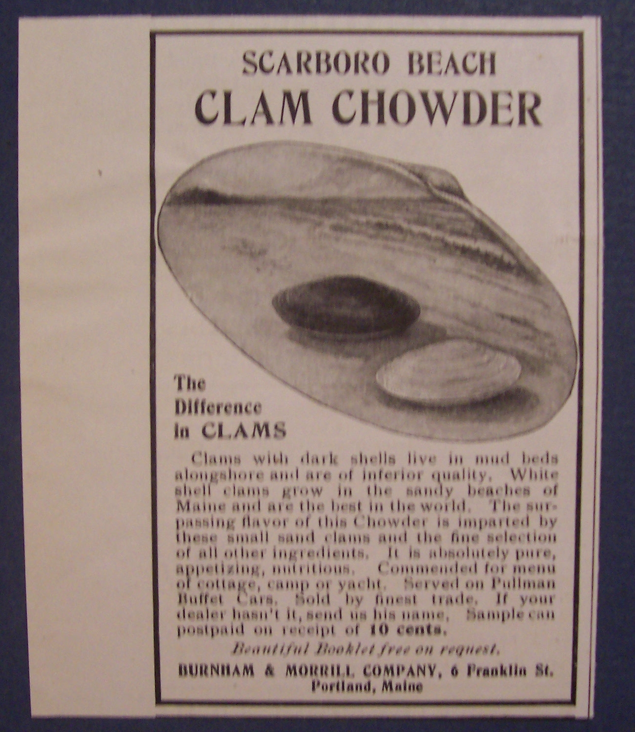 1904 Scarboro Beach Clam Chowder w/Difference in Clams