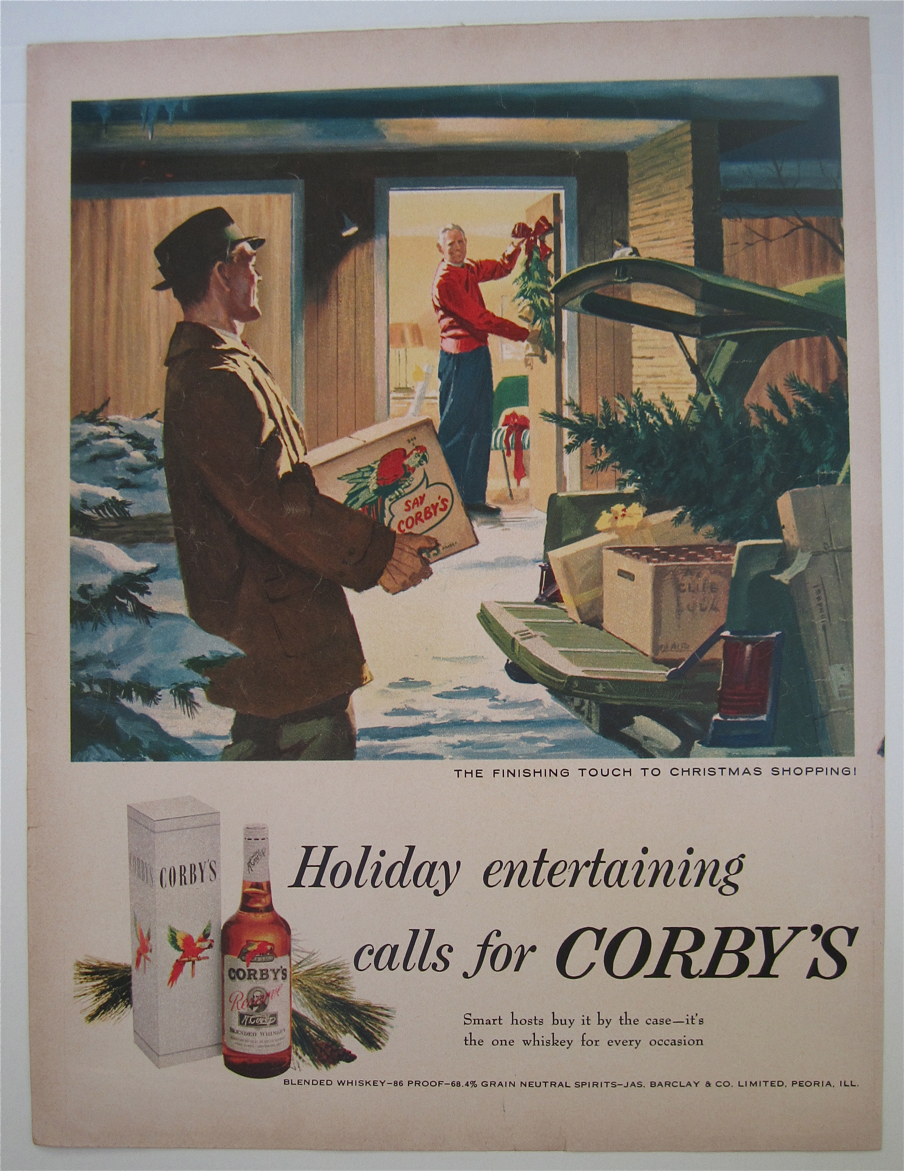 1951 Corby's Whiskey with Finishing Touch To Christmas