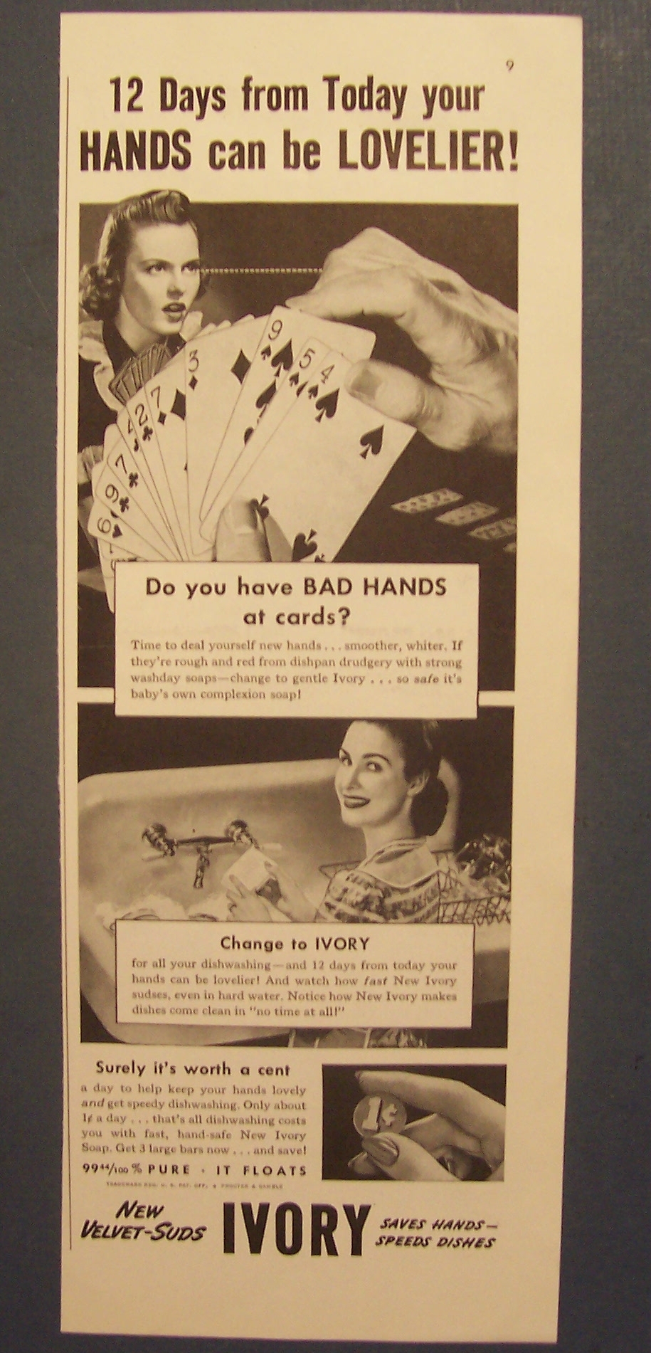 1942 Ivory Soap with Lovelier Hands in 12 Days
