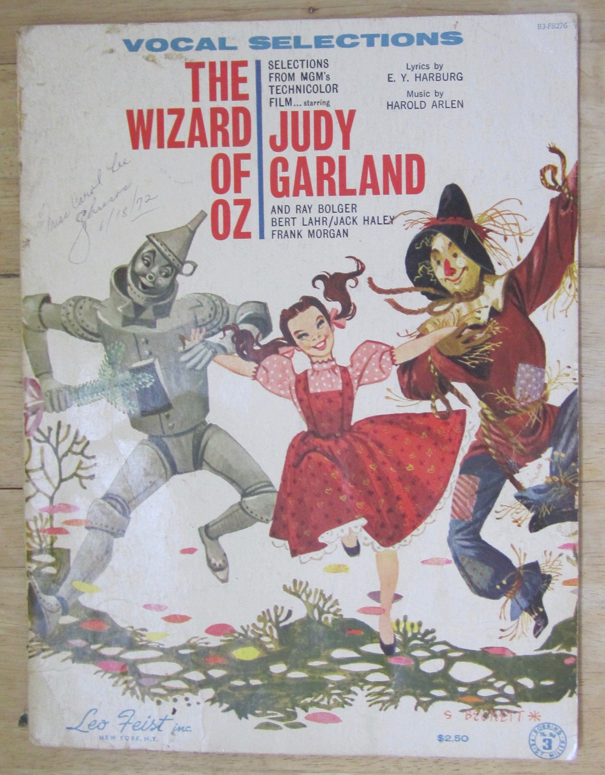 Sheet Music Book of 1972 The Wizard Of Oz