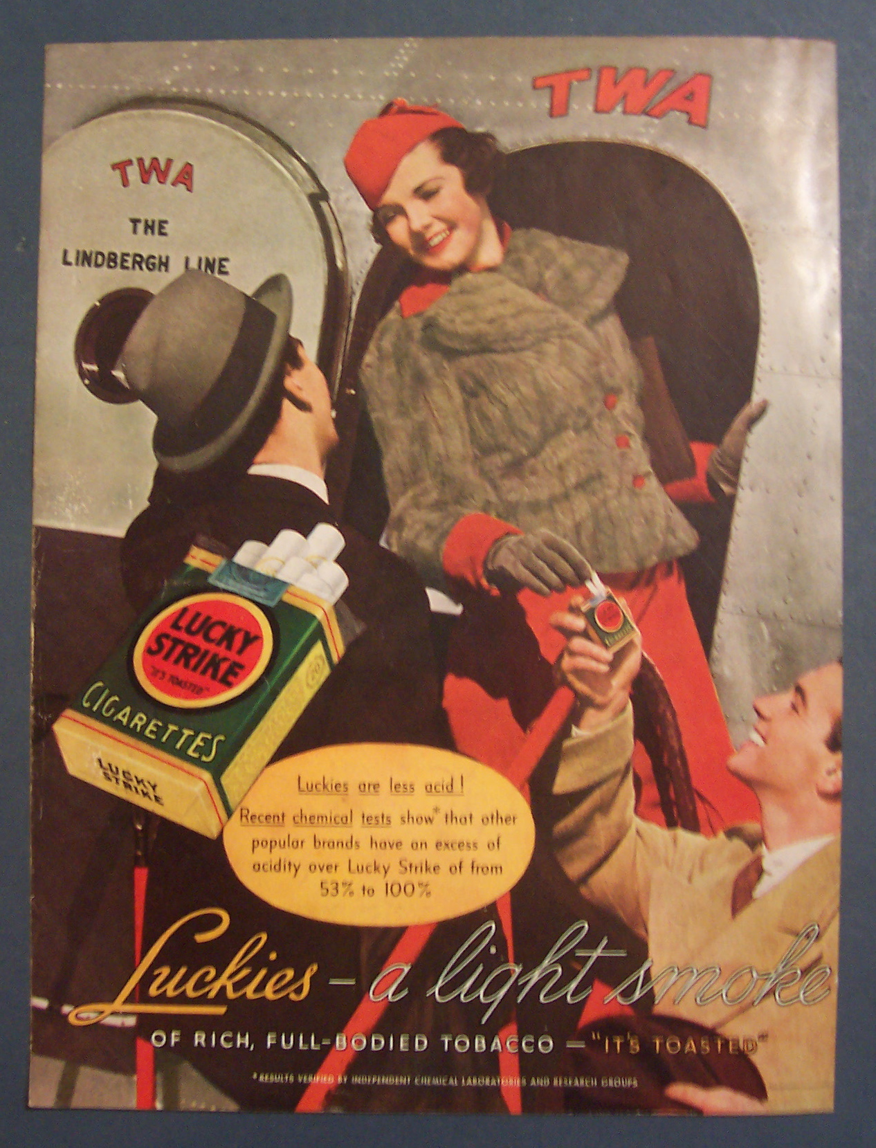 1936 Lucky Strike Cigarettes with Man Getting on Plane