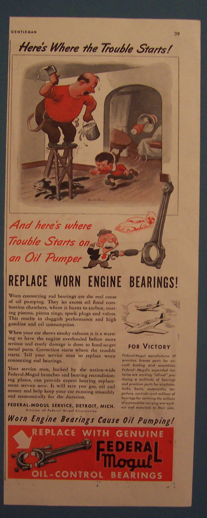 1943  Federal Mogul Oil-Control Bearings