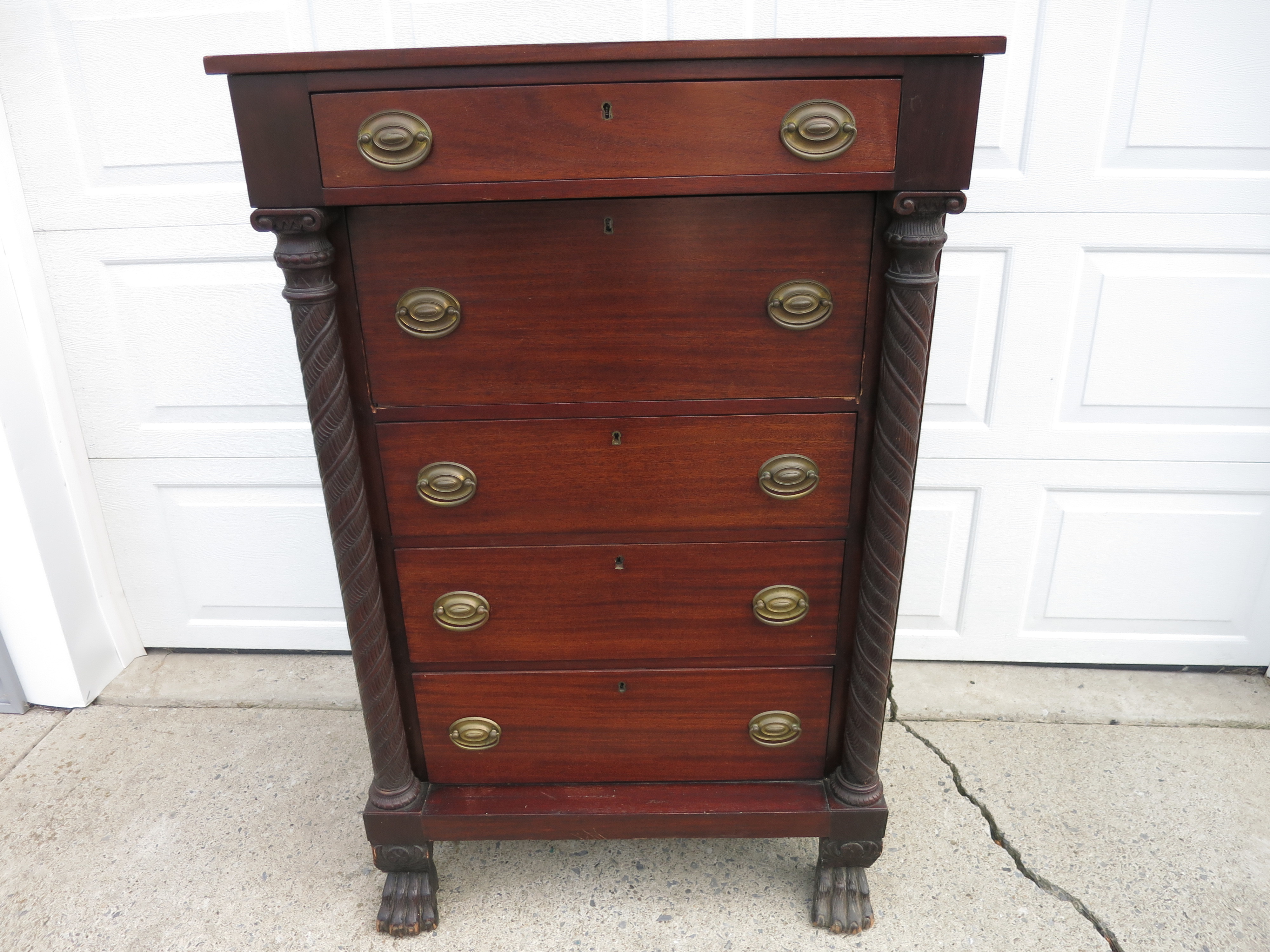 Antique Butlers Desk Dresser Chest Claw Feet American