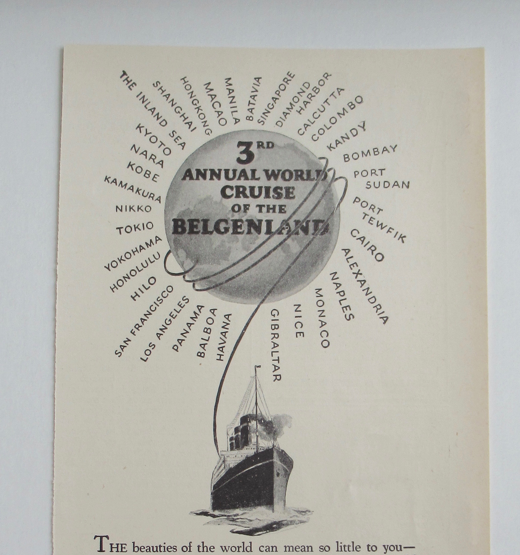 1926 Red Star Line with 3rd Annual Cruise of Belgenland