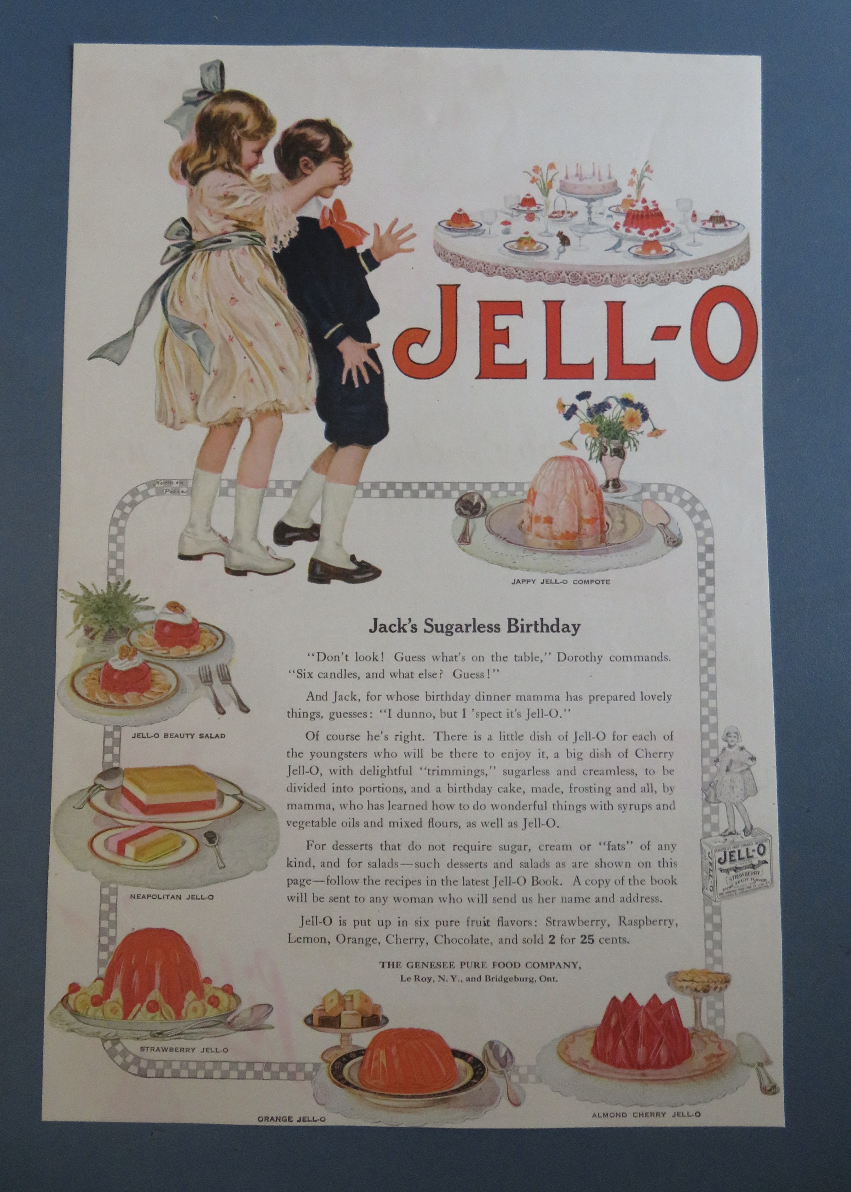 1918 Jell-O with Girl Covering Boy's Eyes