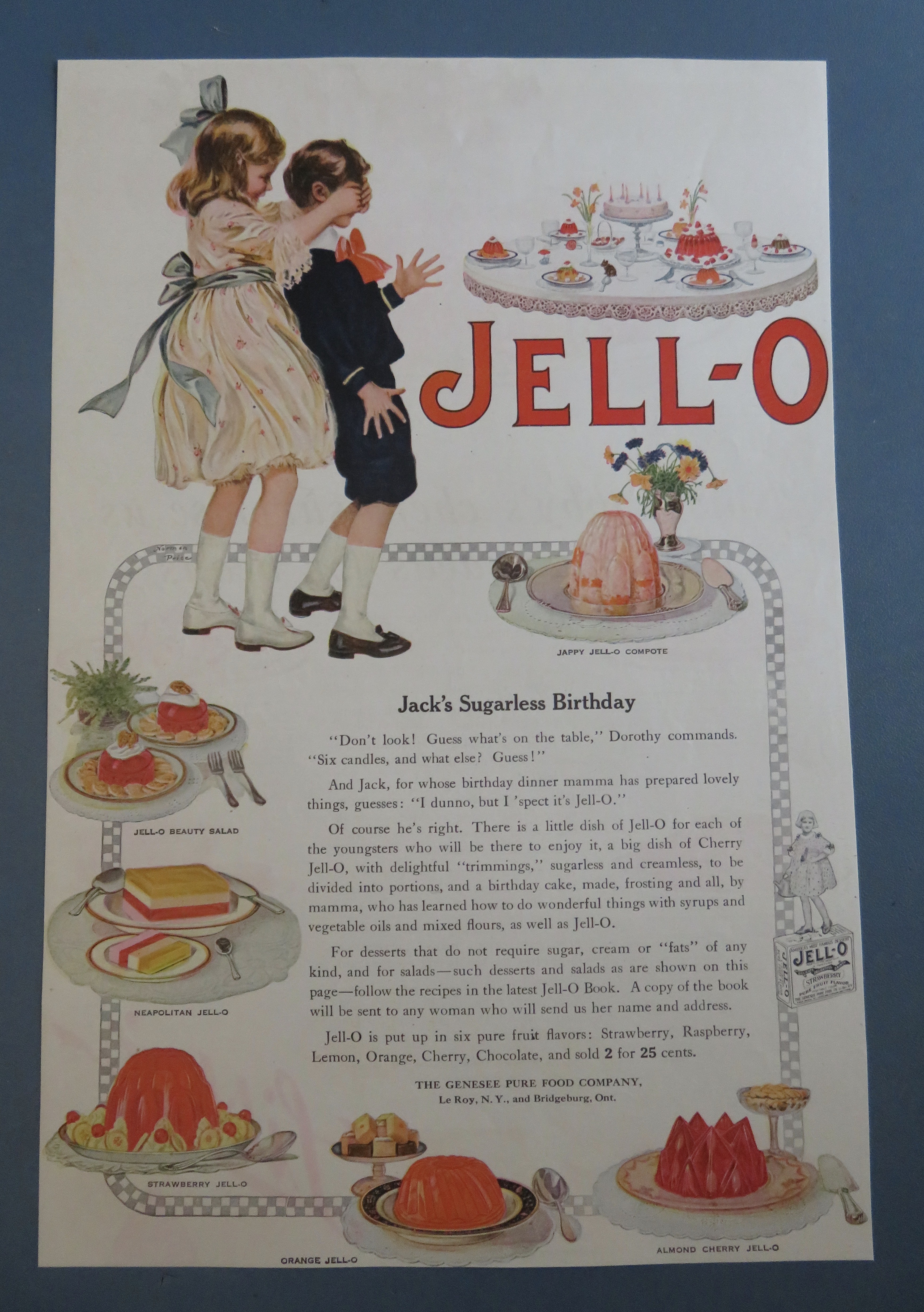 1918 Jell-O with Girl Covering Boy's Eyes