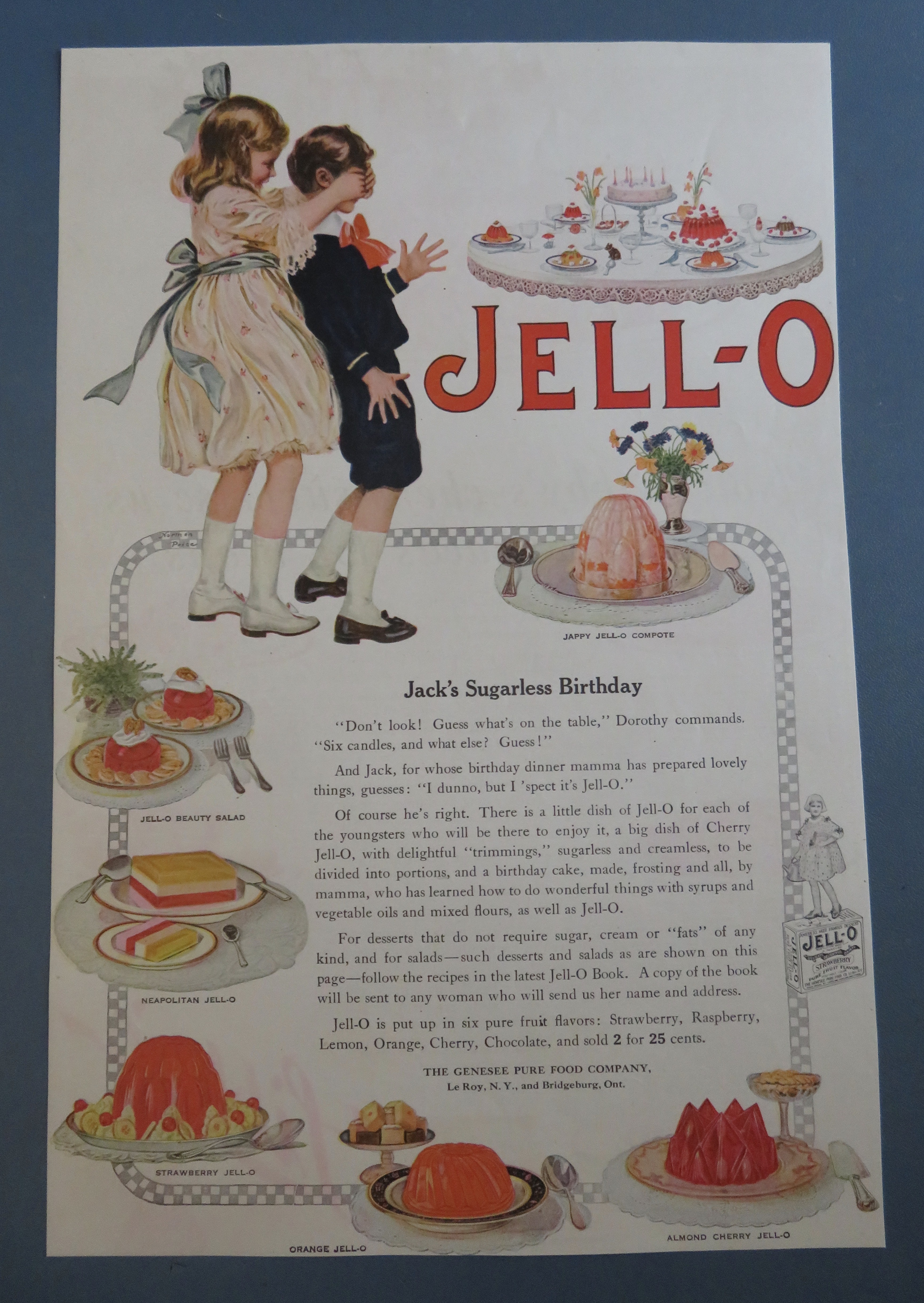 1918 Jell-O with Girl Covering Boy's Eyes