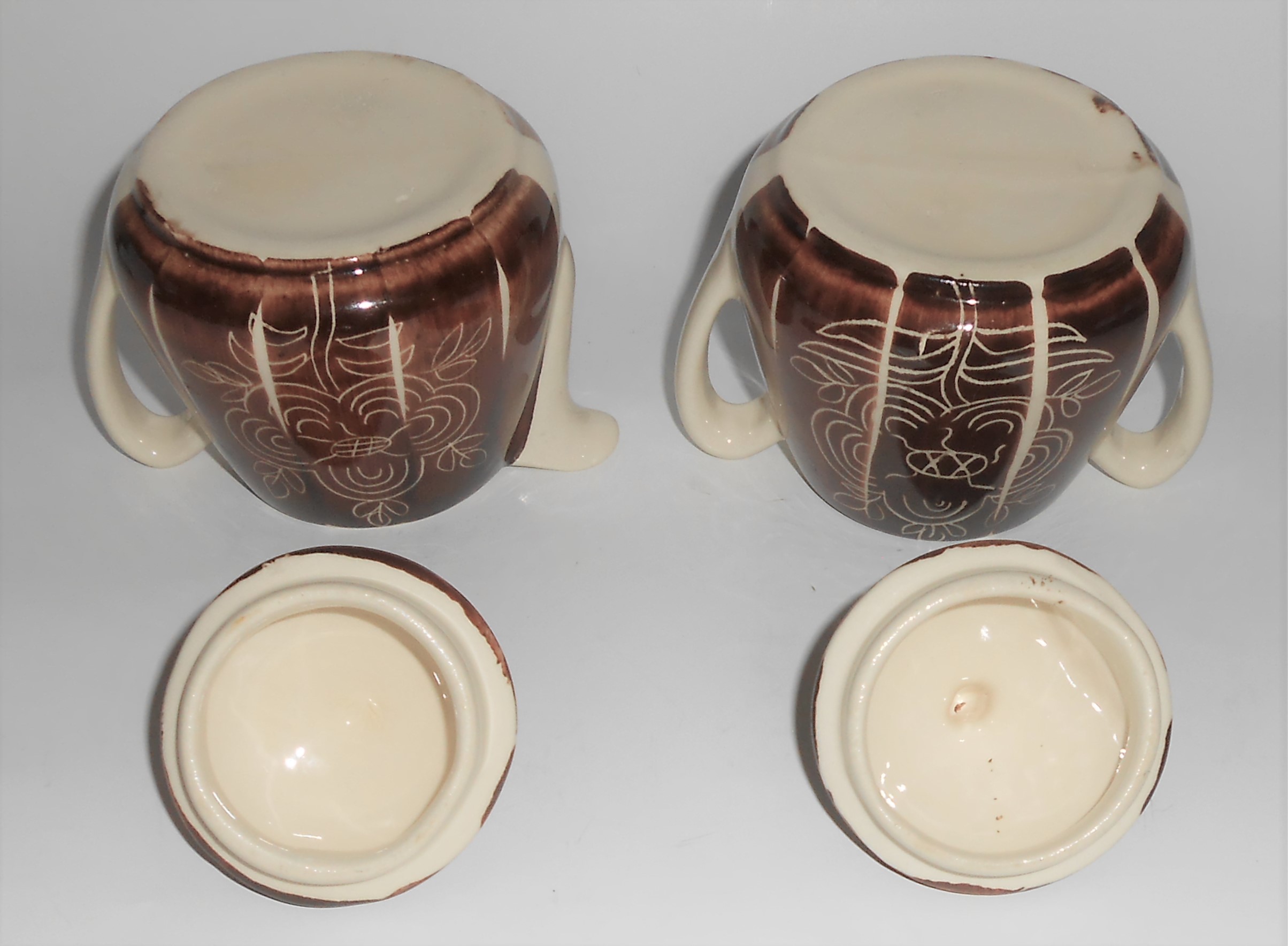Purinton Pottery Intaglio Creamer & Sugar Bowl WITH Lid