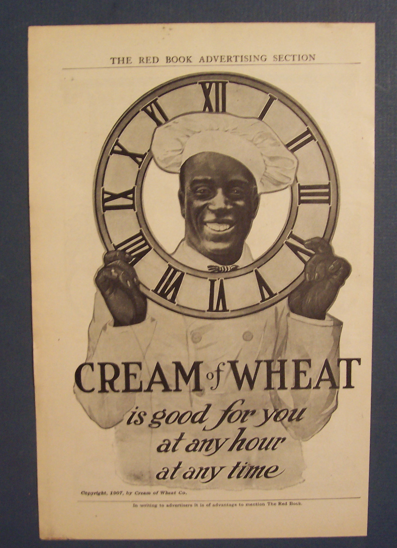 1907 Cream Of Wheat Cereal Ad with Black Chef