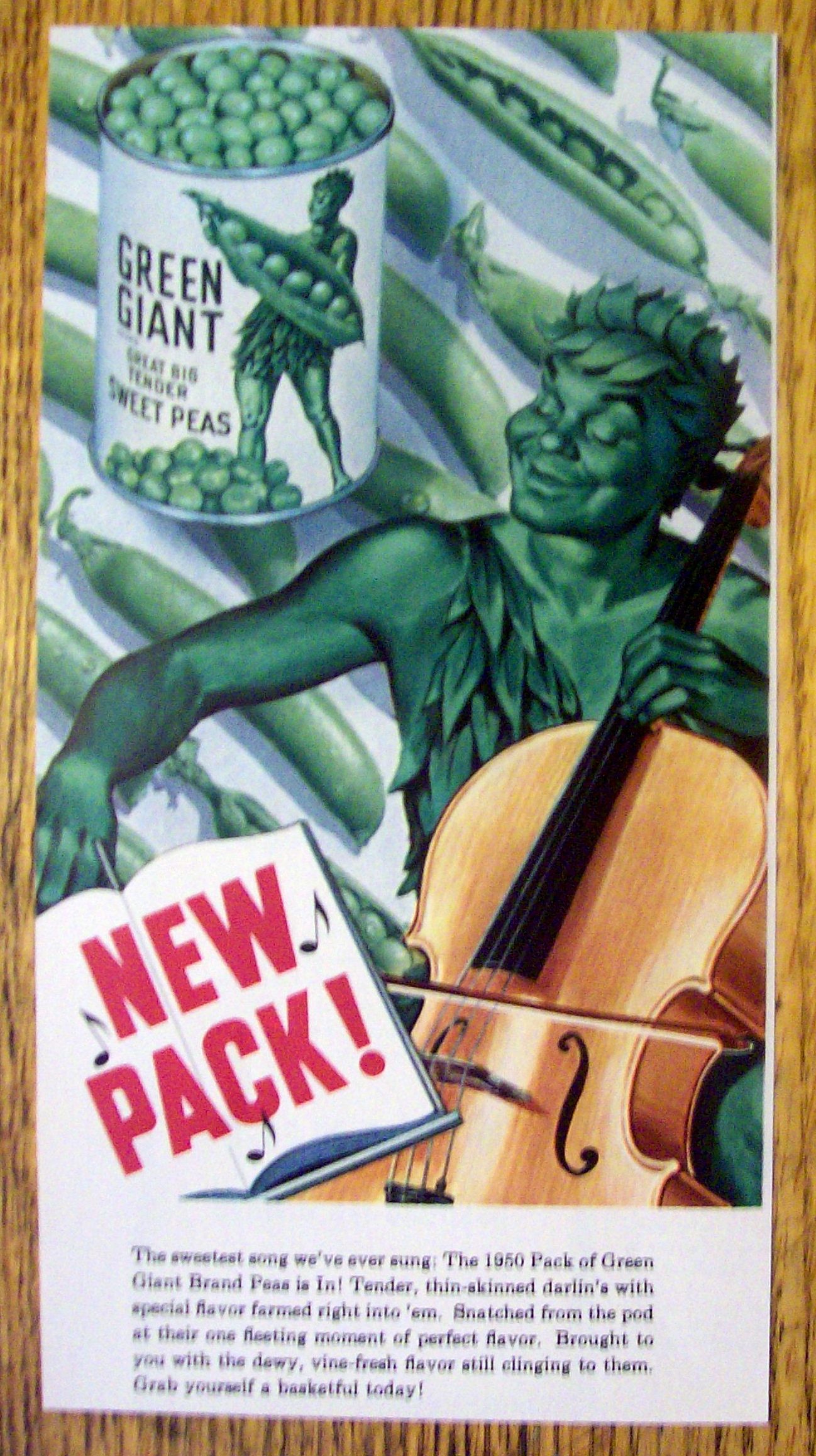 1950 Green Giant Sweet Peas with the Green Giant