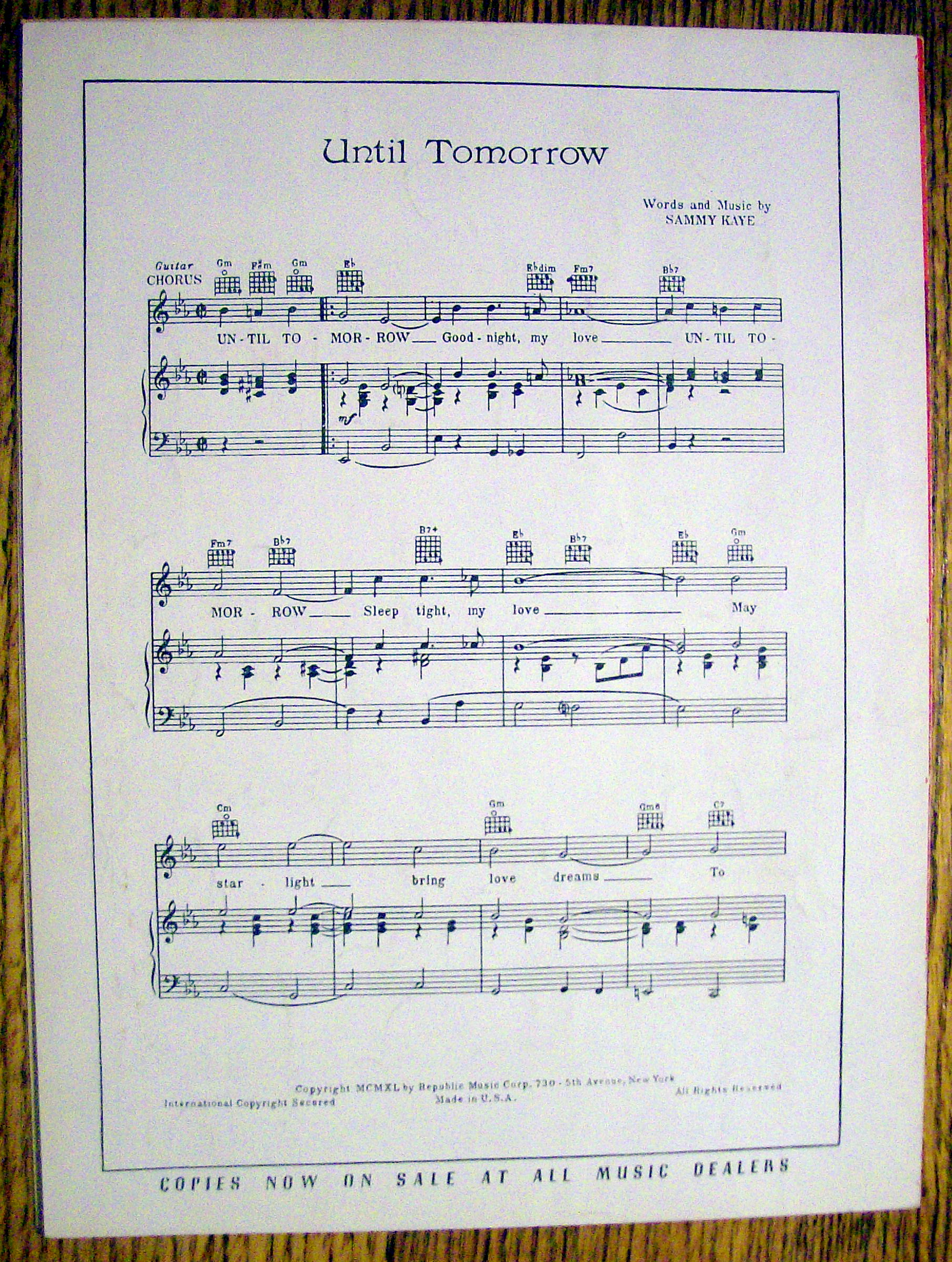 Sheet Music For 1941 Daddy
