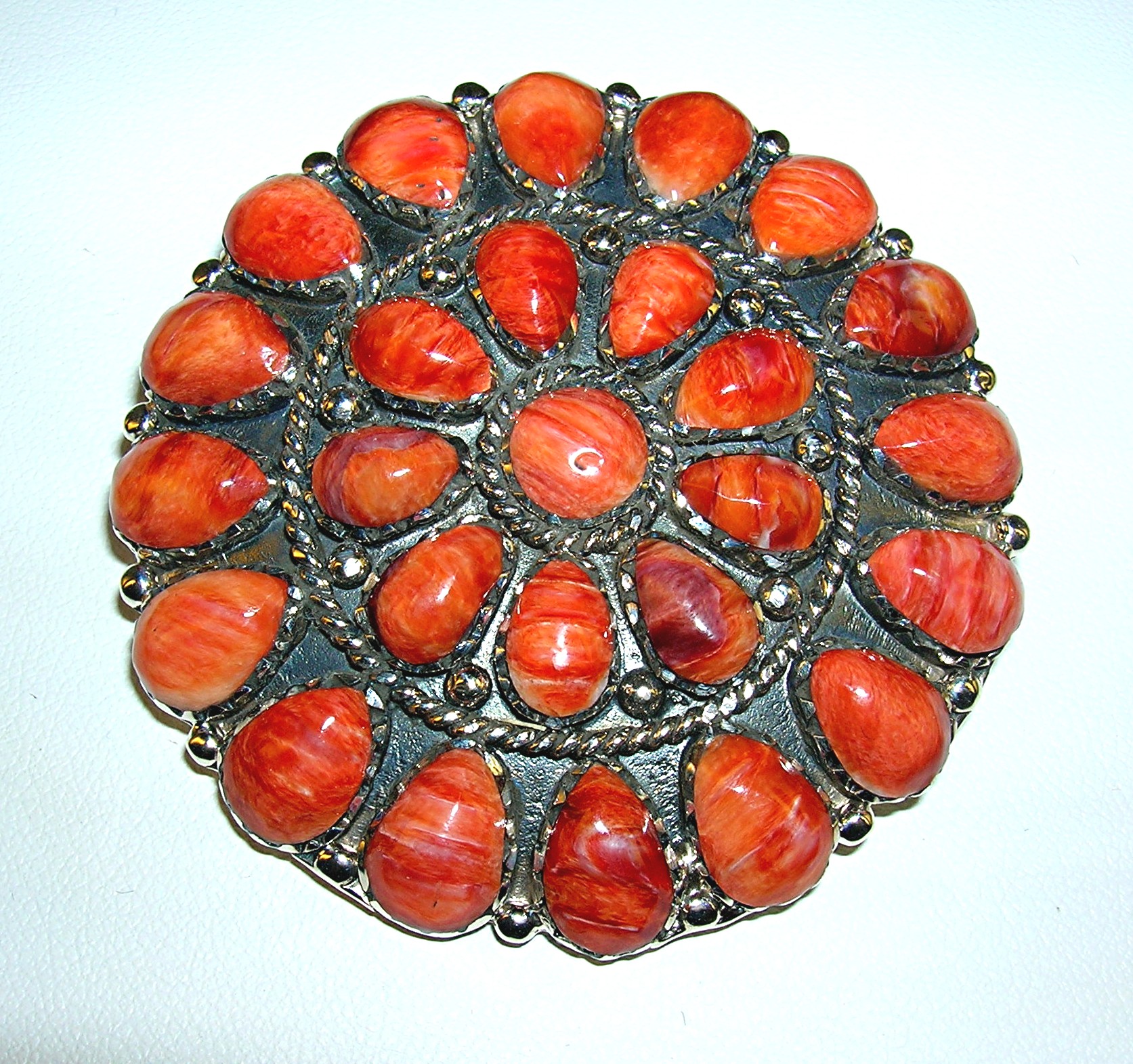 Native American Sterling Silver Spiny Oyster Pin