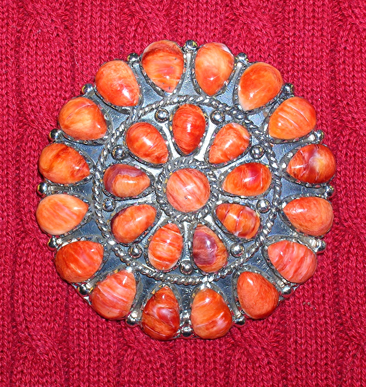 Native American Sterling Silver Spiny Oyster Pin