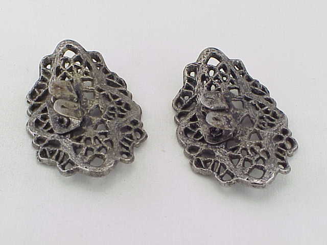 Art Nouveau Flower And Filigree Silver Tone Shoe Clips Shoe Ornaments