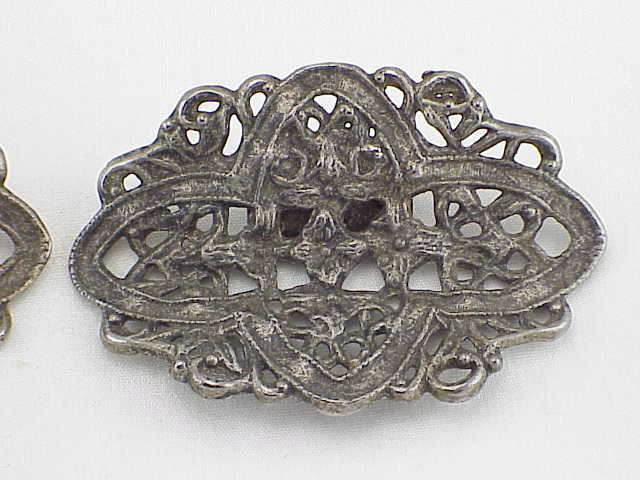 Art Nouveau Flower And Filigree Silver Tone Shoe Clips Shoe Ornaments