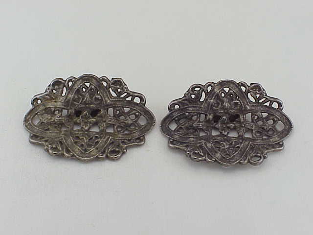 Art Nouveau Flower And Filigree Silver Tone Shoe Clips Shoe Ornaments