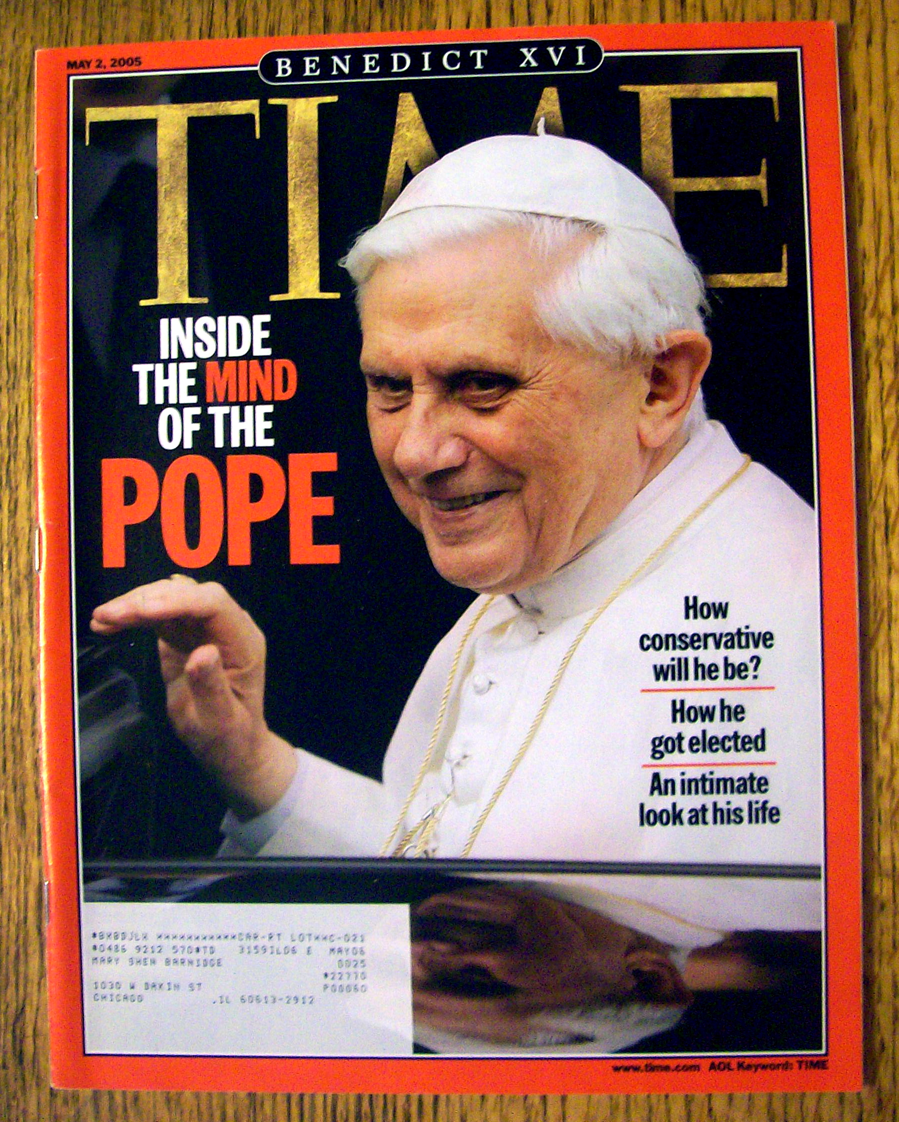 Time Magazine May 2, 2005 Inside The MInd Of The Pope