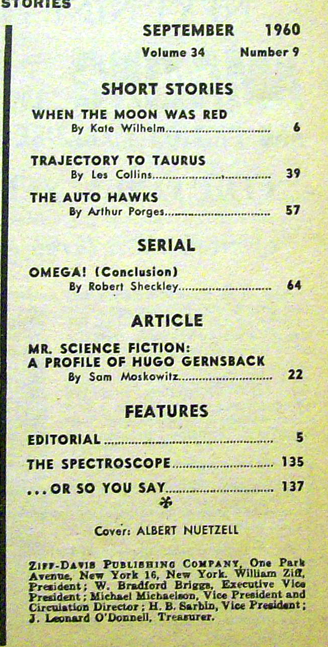 Amazing Stories Magazine September 1960 Moon Was Red