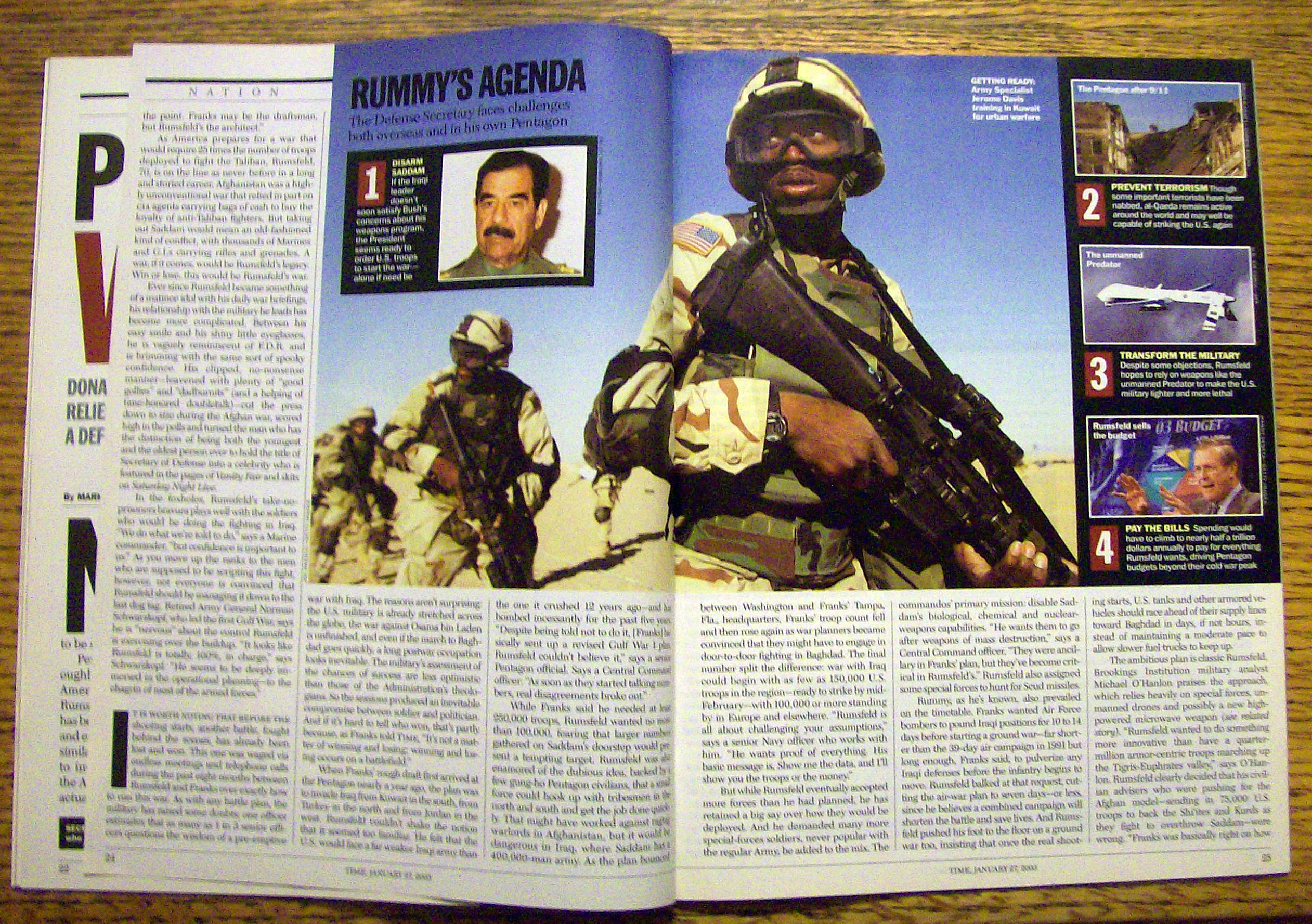 Time Magazine January 27, 2003 Donald Rumsfeld