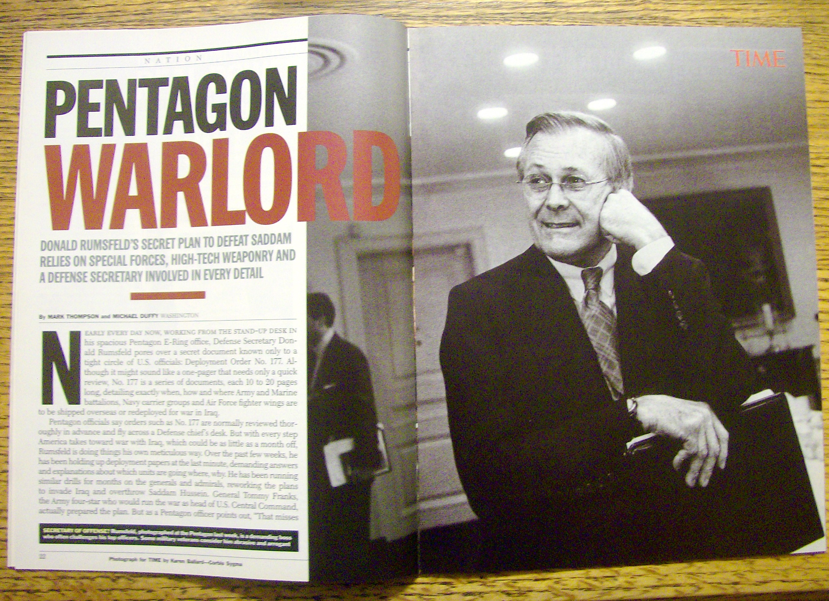 Time Magazine January 27, 2003 Donald Rumsfeld
