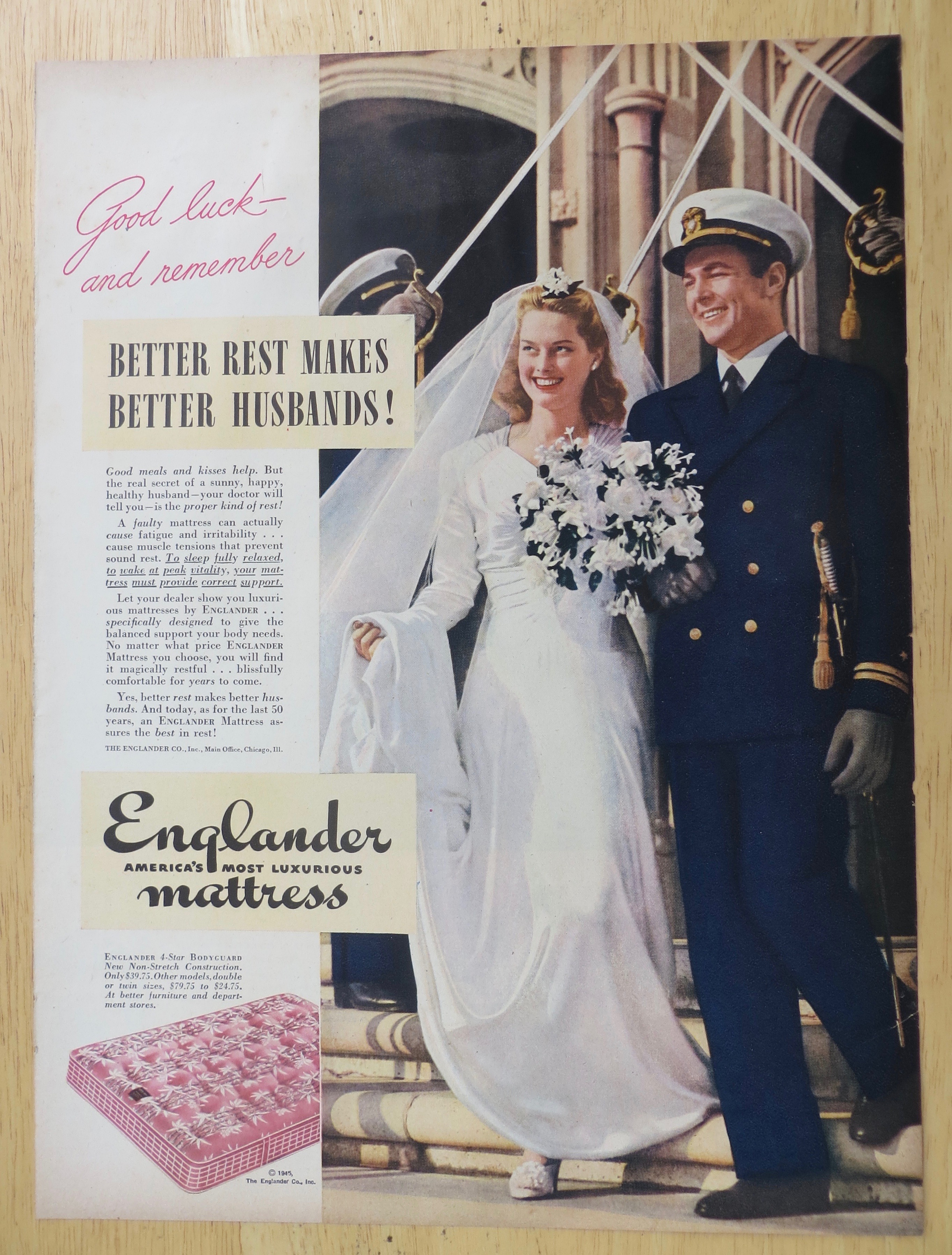 1945 Englander Mattress with Soldier & Bride