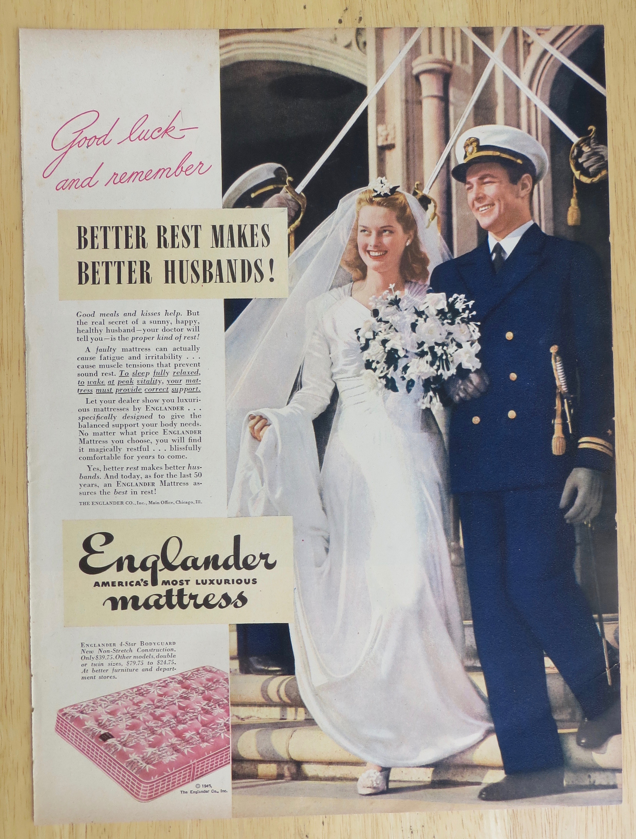 1945 Englander Mattress with Soldier & Bride