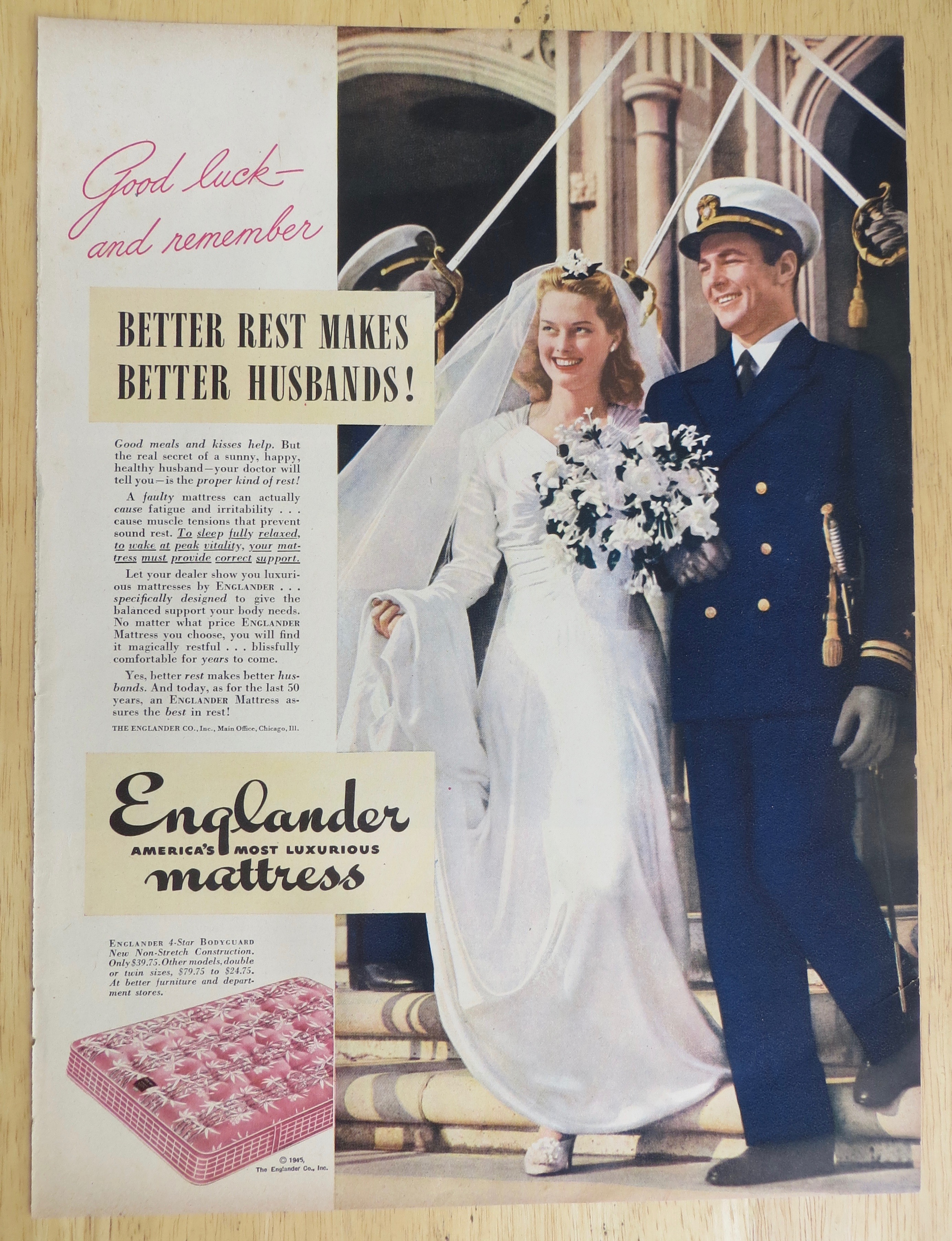 1945 Englander Mattress with Soldier & Bride
