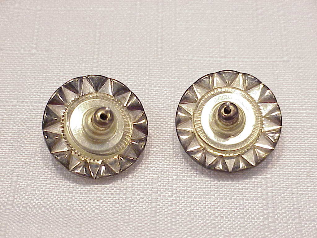 Dark Blue Rivoli And Clear Rhinestone Pierced Earrings