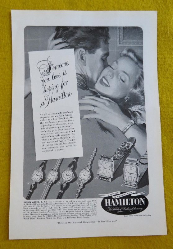 1950 Hamilton Watch With Man & Woman Hugging