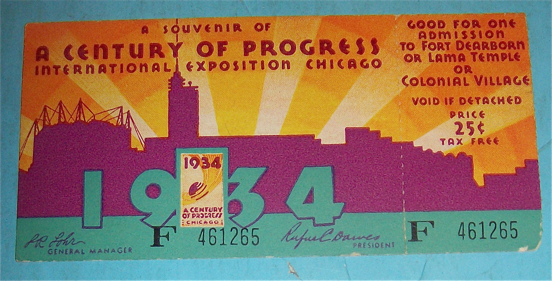 Century Of Progress Admission Ticket (1934)